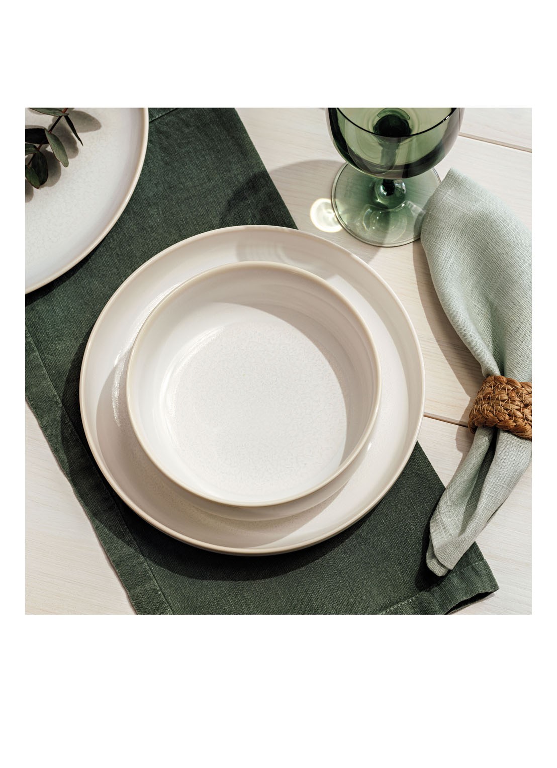 Villeroy & Boch Crafted Cotton diep bord 21,5 cm  - voorkant 2 gebroken wit