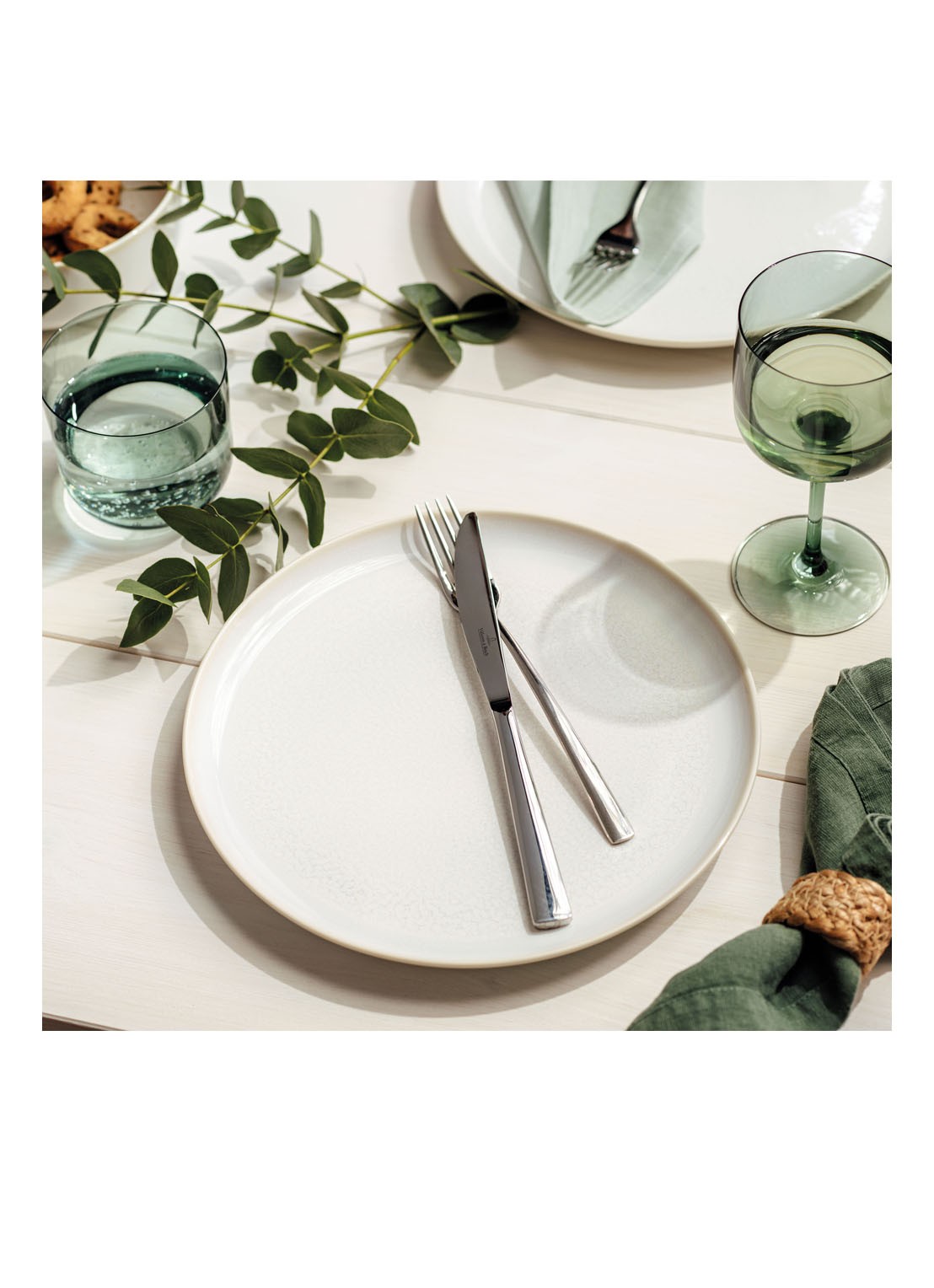 Villeroy & Boch Crafted Cotton dinerbord 26 cm - voorkant 2 gebroken wit