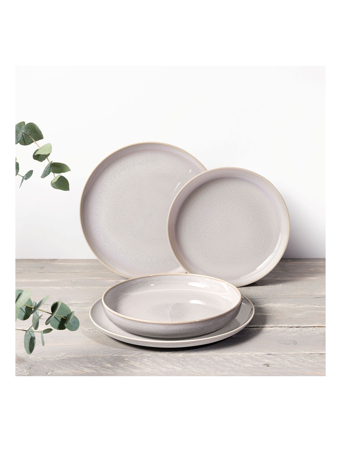Villeroy & Boch Crafted Cotton seviesset 4-delig - voorkant 2 gebroken wit