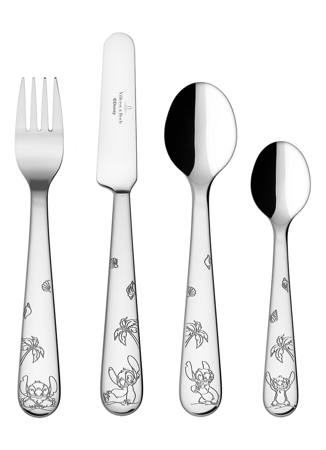 Villeroy & Boch Disney Stitch kinderbestek 4-delig  - voorkant 2 zilver