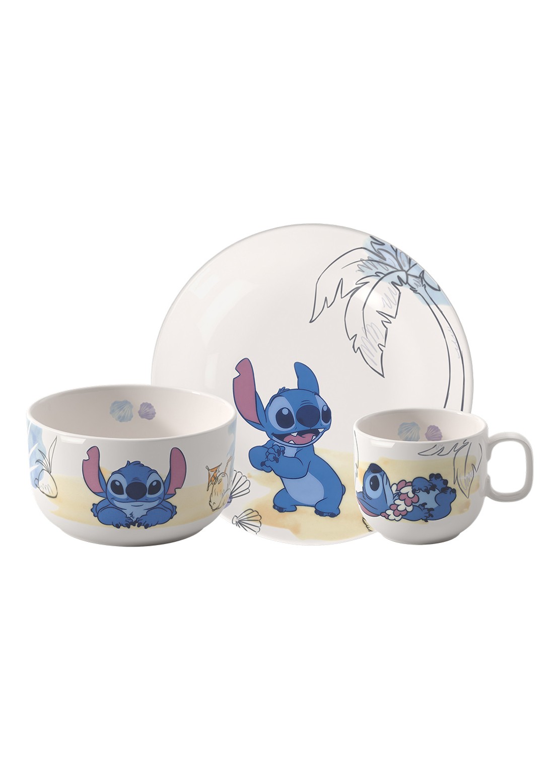 Villeroy & Boch Disney Stitch kinderserviesset 3-delig - voorkant blauw