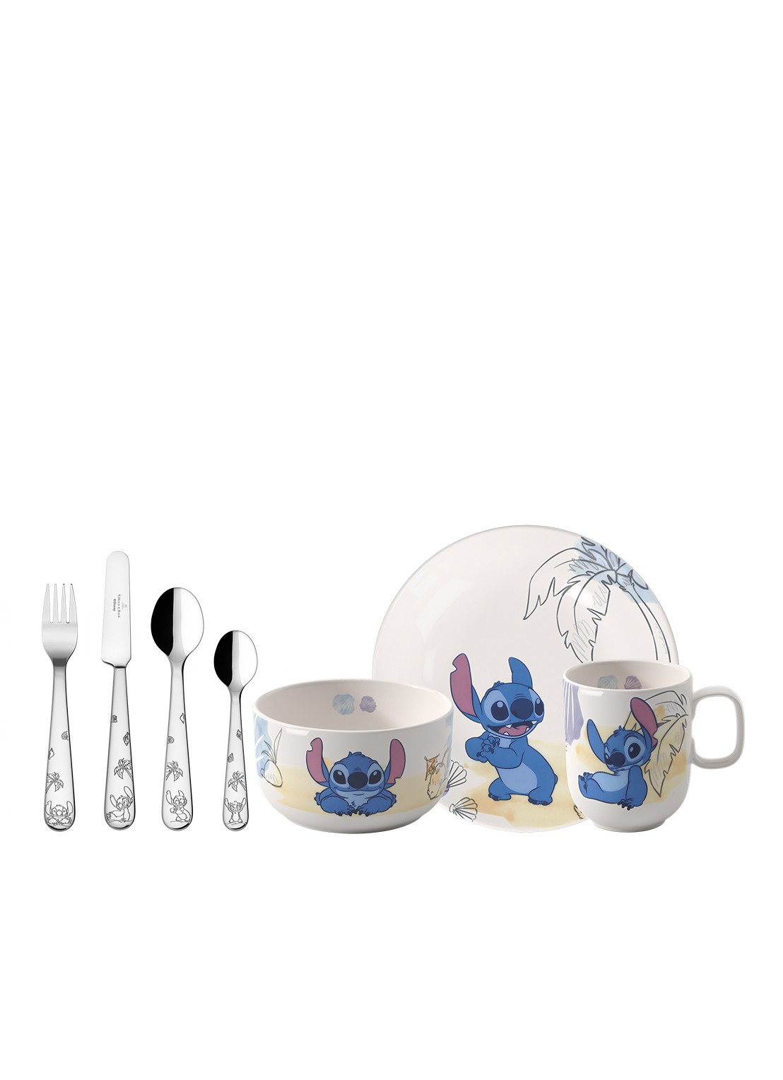 Villeroy & Boch Disney Stitch kinderserviesset 7-delig - voorkant blauw