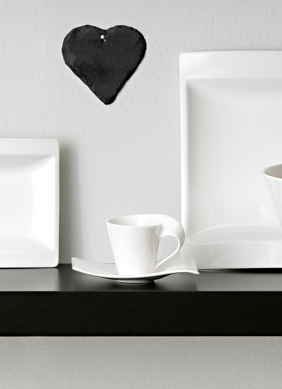 Villeroy & Boch Espresso schotel NewWave, 14 cm - voorkant 2 gebroken wit