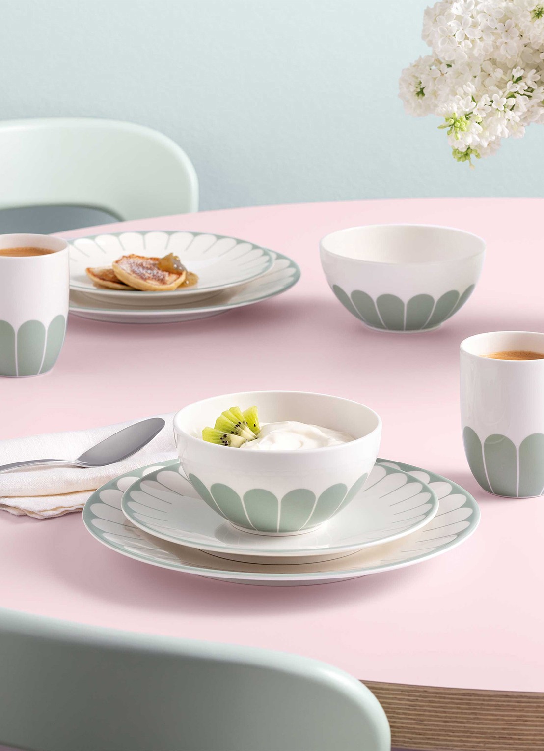 Villeroy & Boch Fleur kom 14 cm - voorkant 2 lindegroen