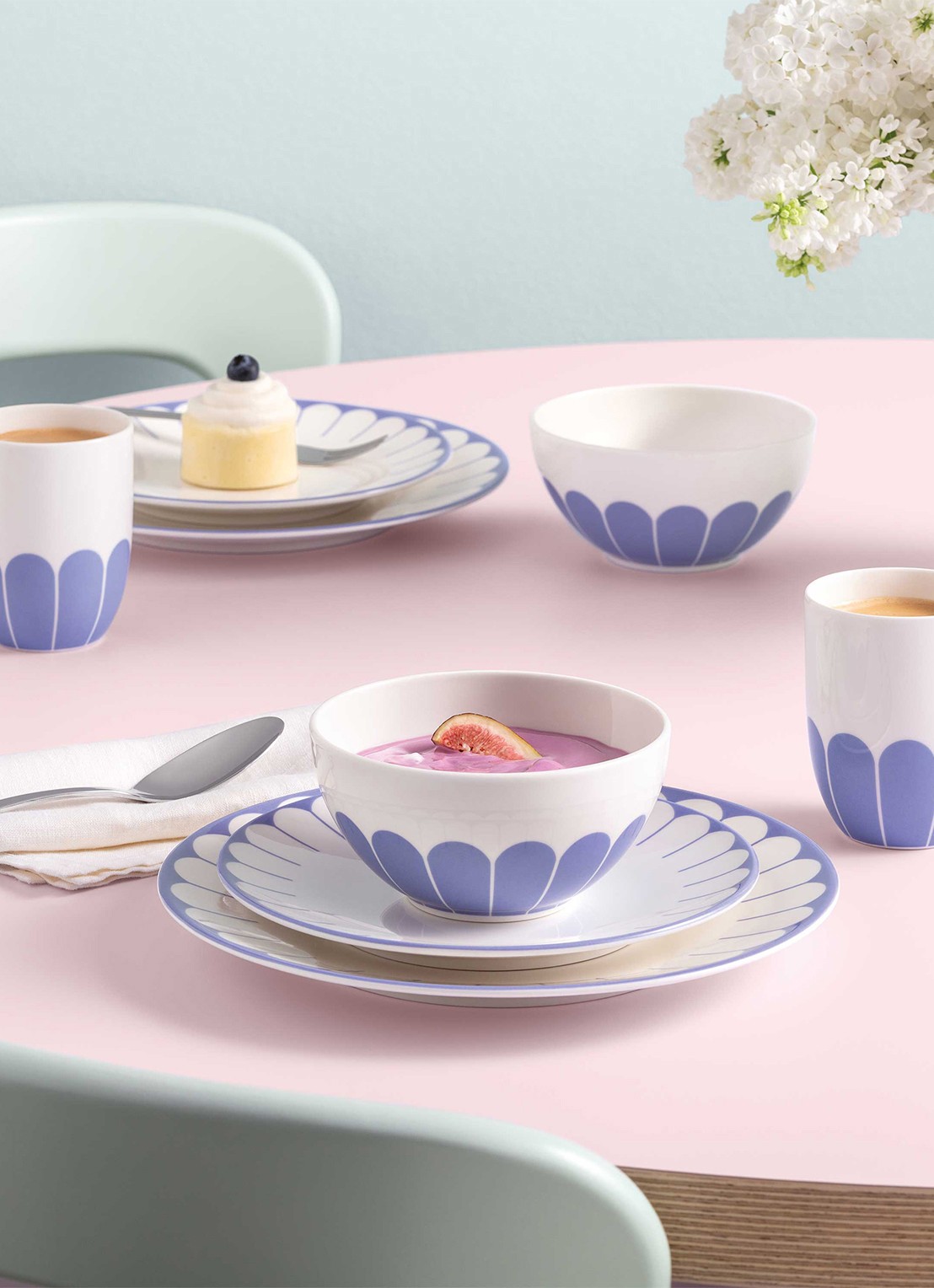 Villeroy & Boch Fleur ontbijtbord 21 cm - detail lichtblauw