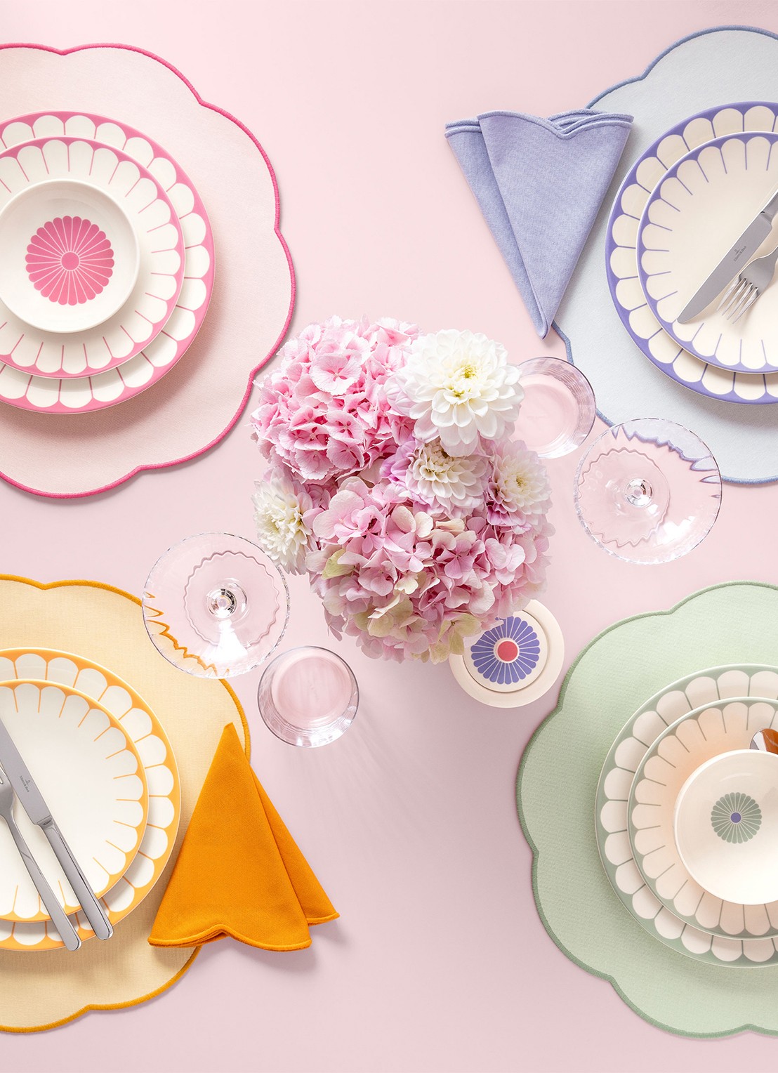 Villeroy & Boch Fleur servetten 40 x 40 cm set van 2 - achterkant 3 roze