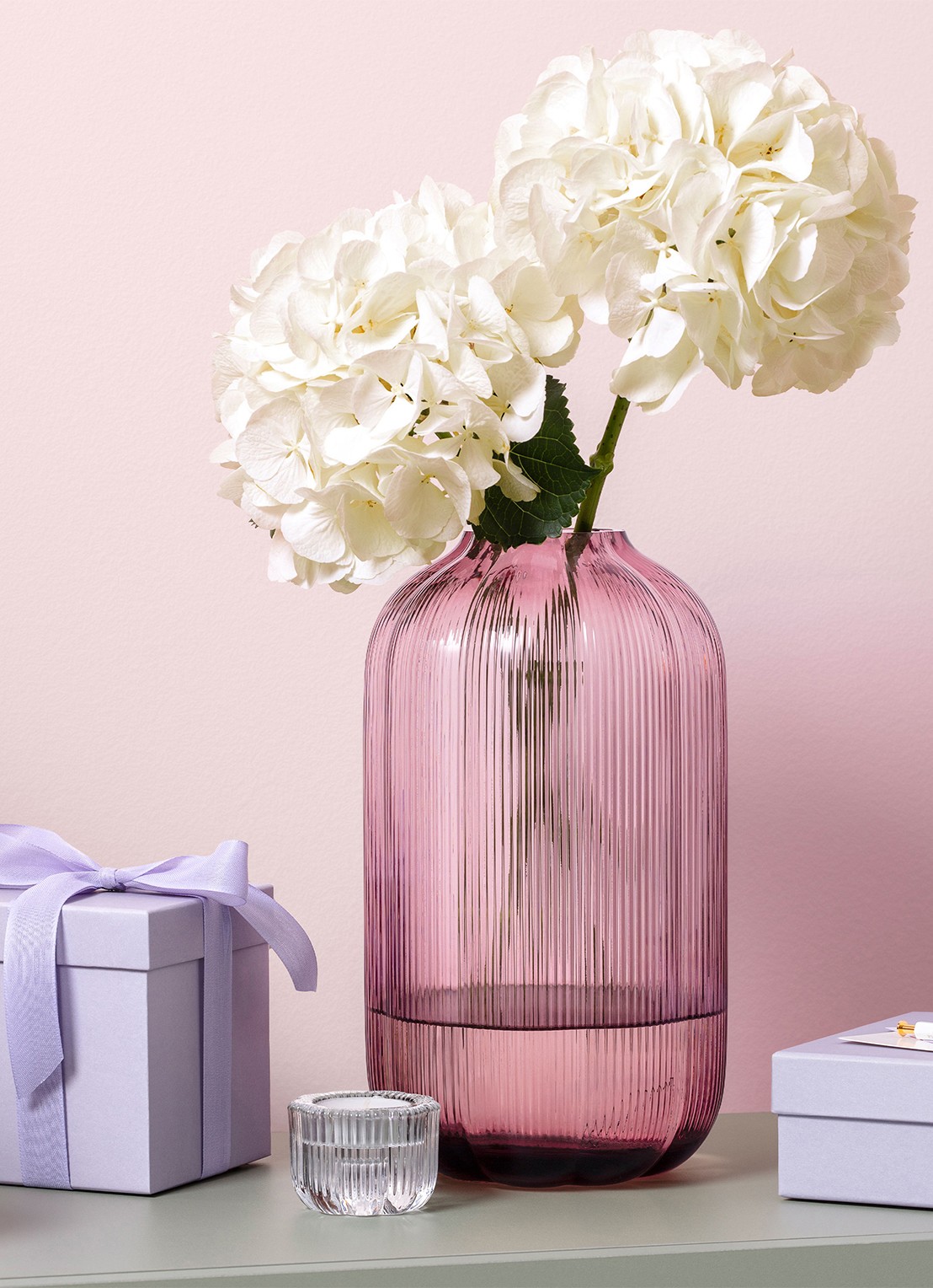 Villeroy & Boch Fleur vaas 28 cm - voorkant 2 roze