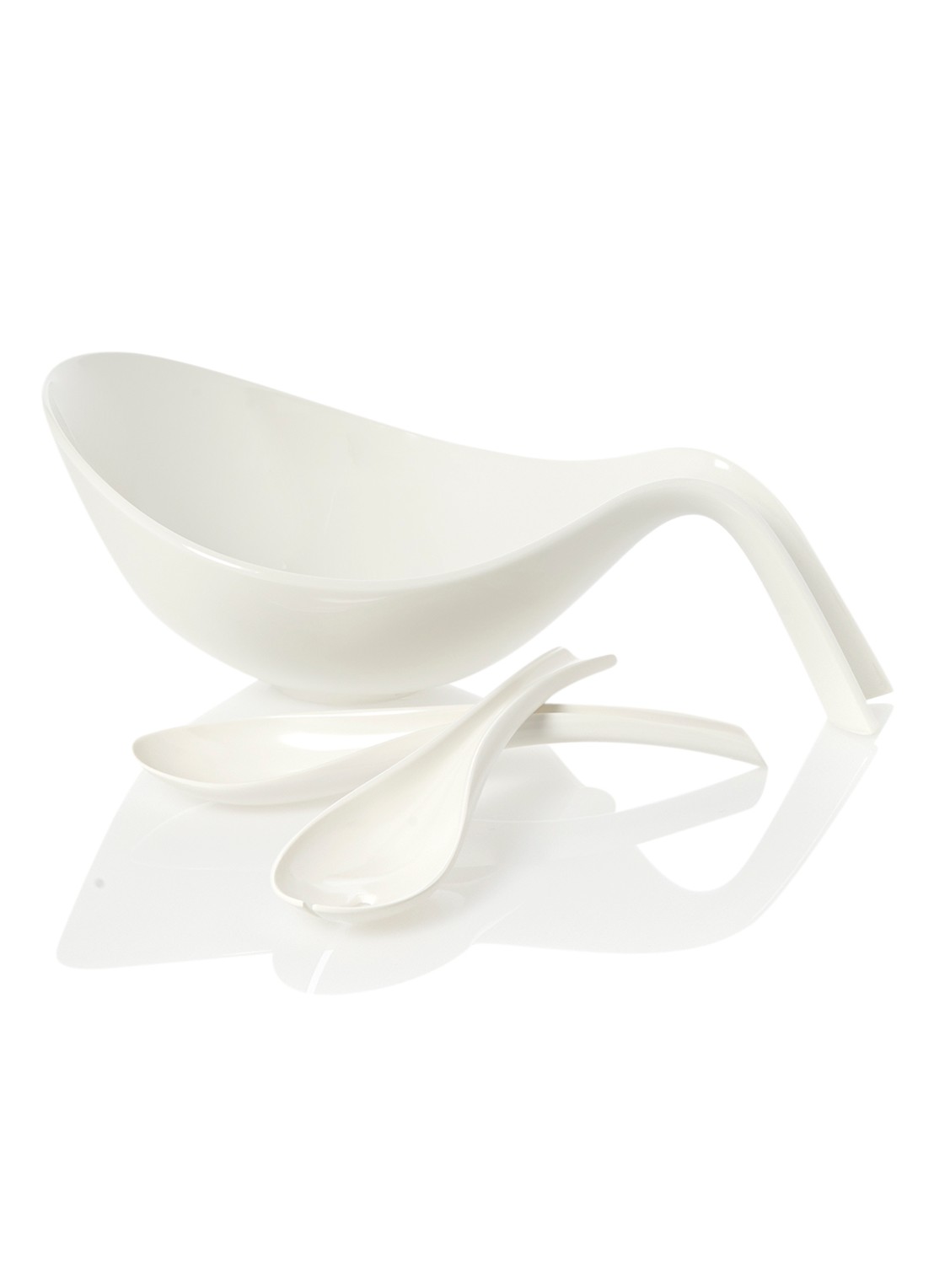 Villeroy & Boch Flow saladeschaal met opschepbestek - voorkant 3 gebroken wit