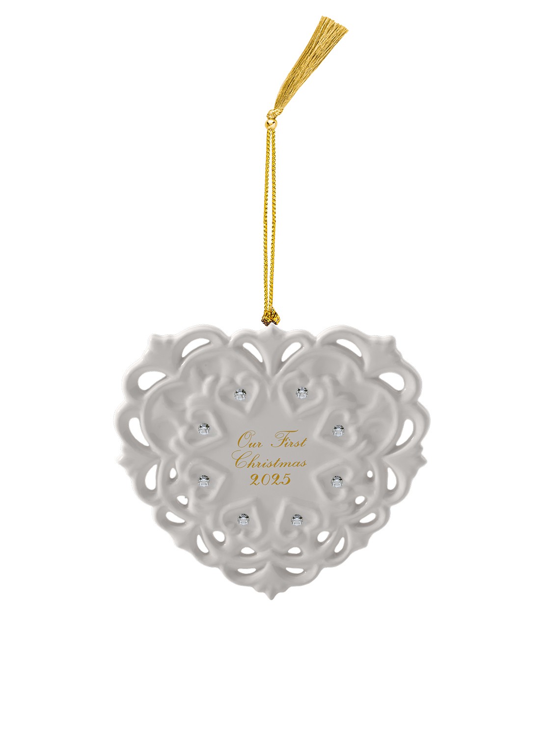 Villeroy & Boch Hart 2025 kersthanger 10,5 cm - voorkant 4 gebroken wit