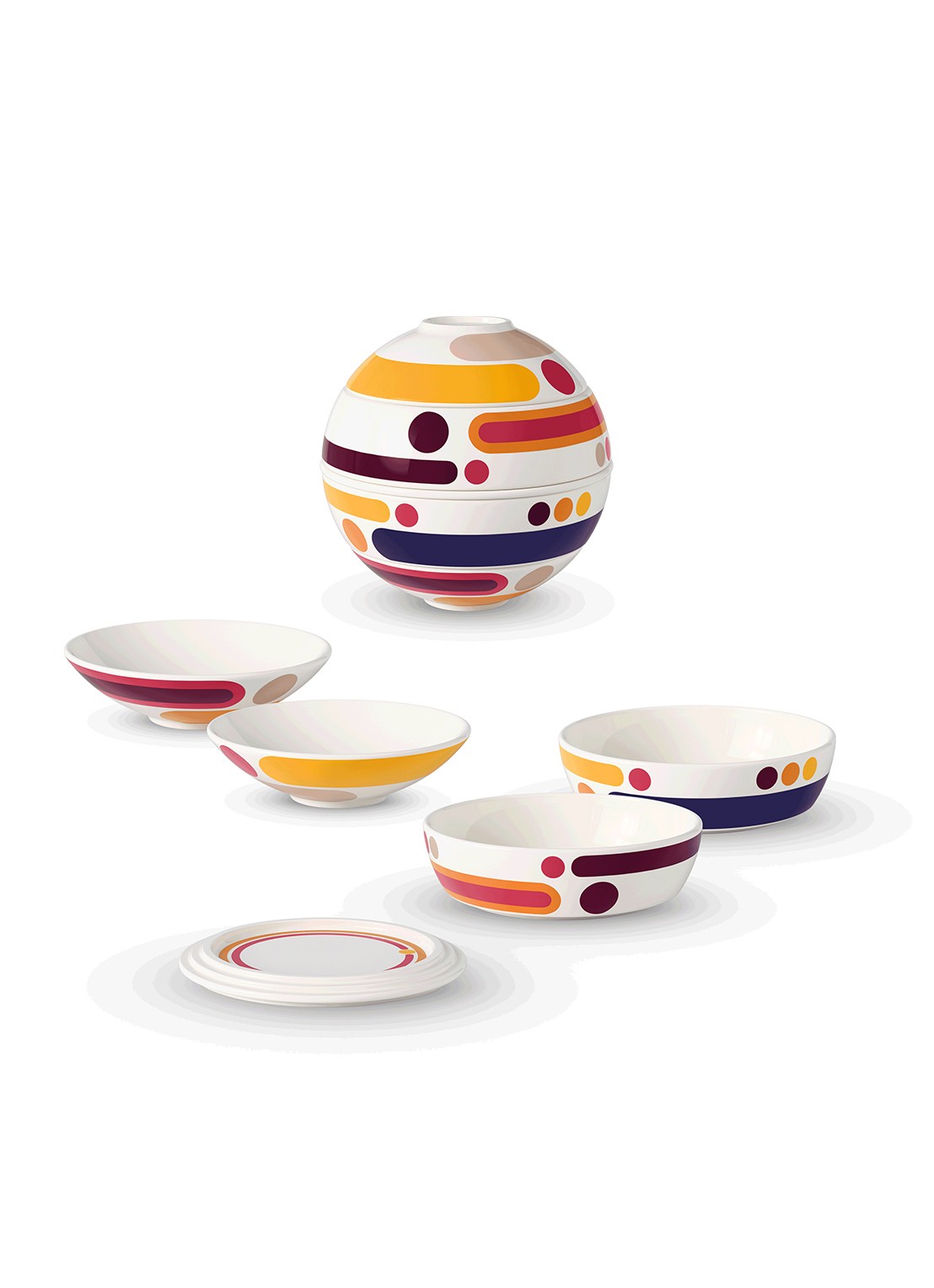 Villeroy & Boch Iconic La petite Boule serviesset 7-delig - voorkant 3 gebroken wit