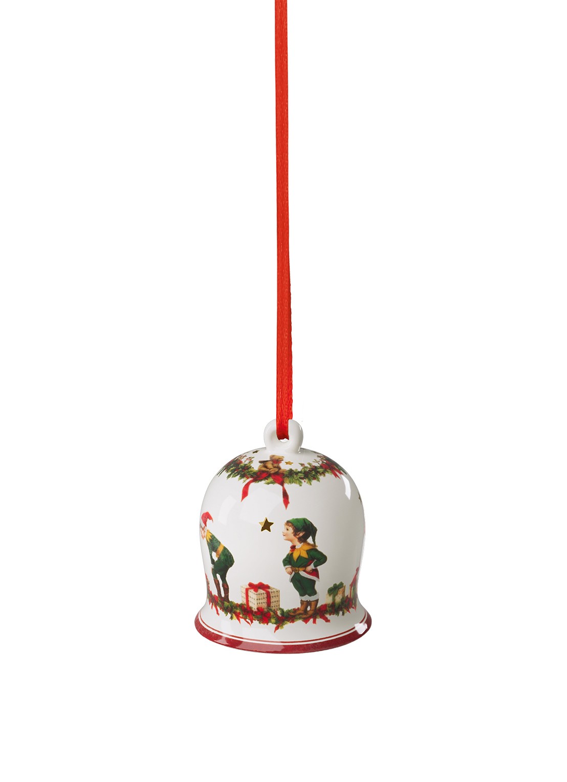Villeroy & Boch Jaar-klokje 2026 kersthanger 6,9 cm - voorkant rood