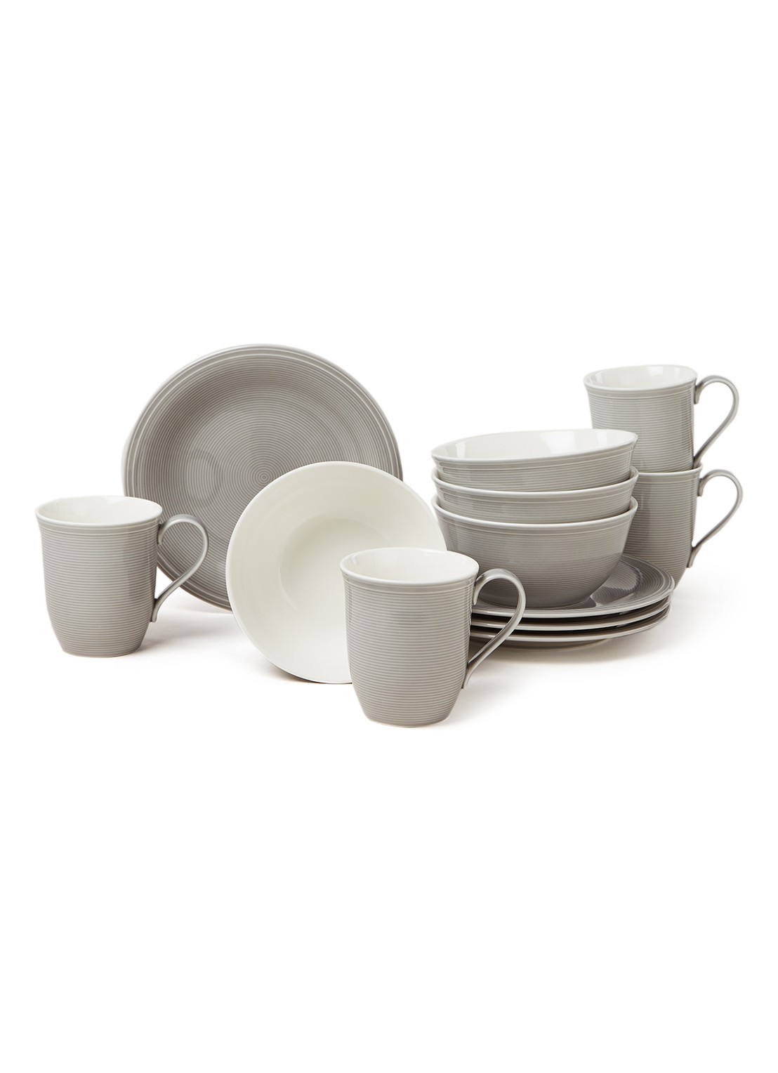 Villeroy & Boch Like Color Loop serviesset 12-delig - voorkant 2 lichtgrijs