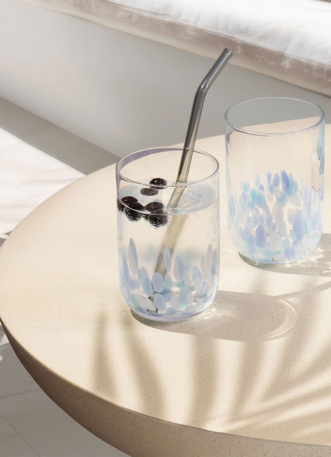 Villeroy & Boch Like Confetti longdrinkglas set van 2 - voorkant 3 aquablauw