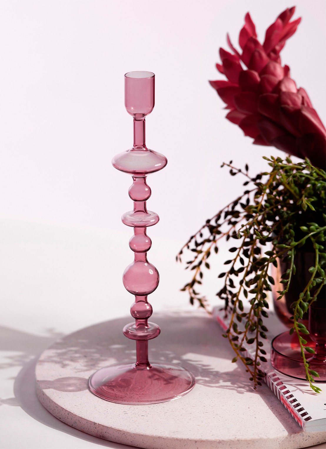 Villeroy & Boch Like Home kandelaar 27 cm - voorkant 3 roze