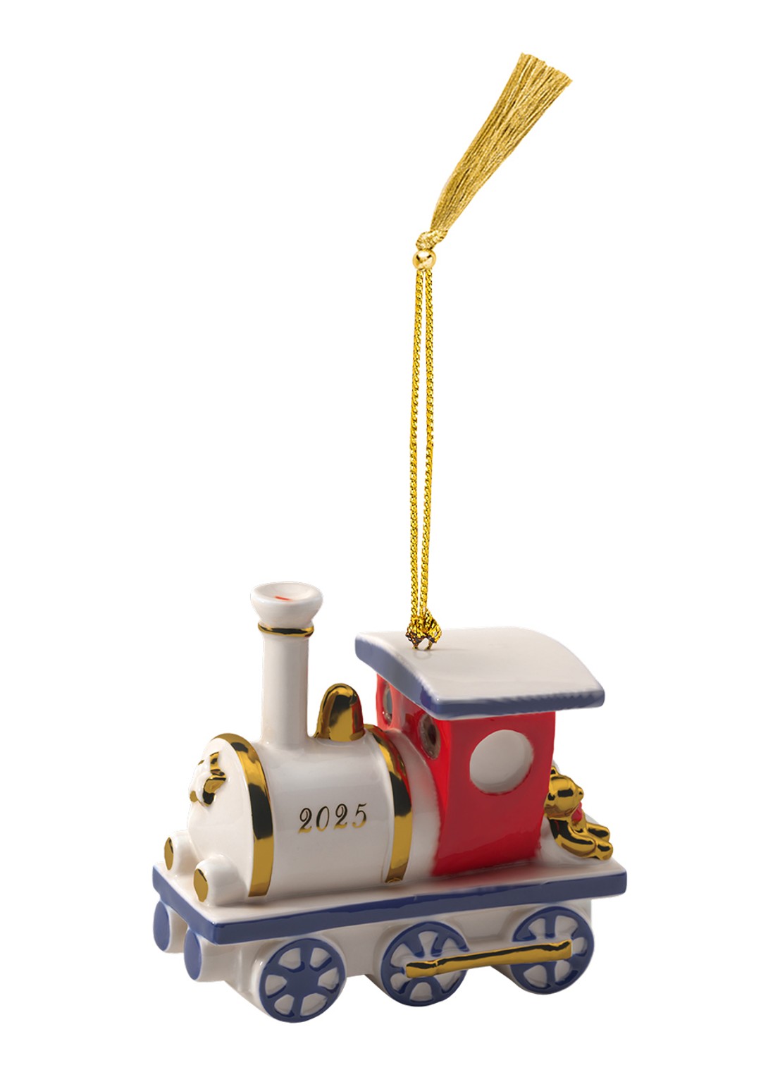 Villeroy & Boch Locomotief 2025 kersthanger 9,2 cm - voorkant 2 gebroken wit