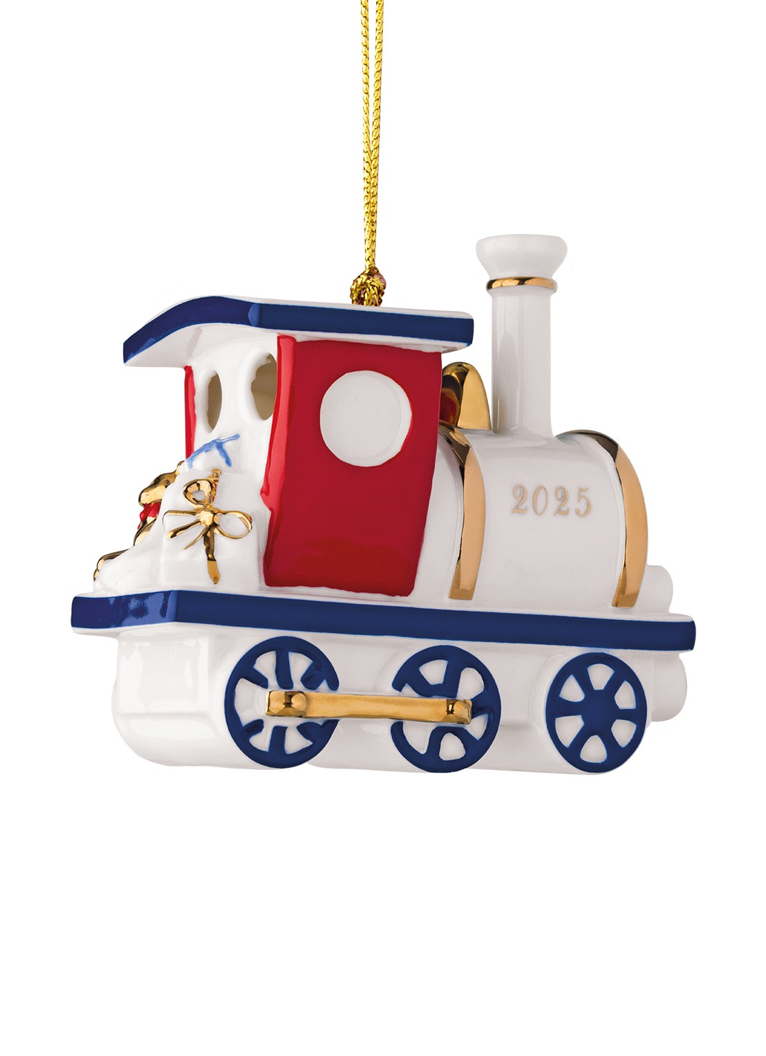 Villeroy & Boch Locomotief 2025 kersthanger 9,2 cm - voorkant 3 gebroken wit