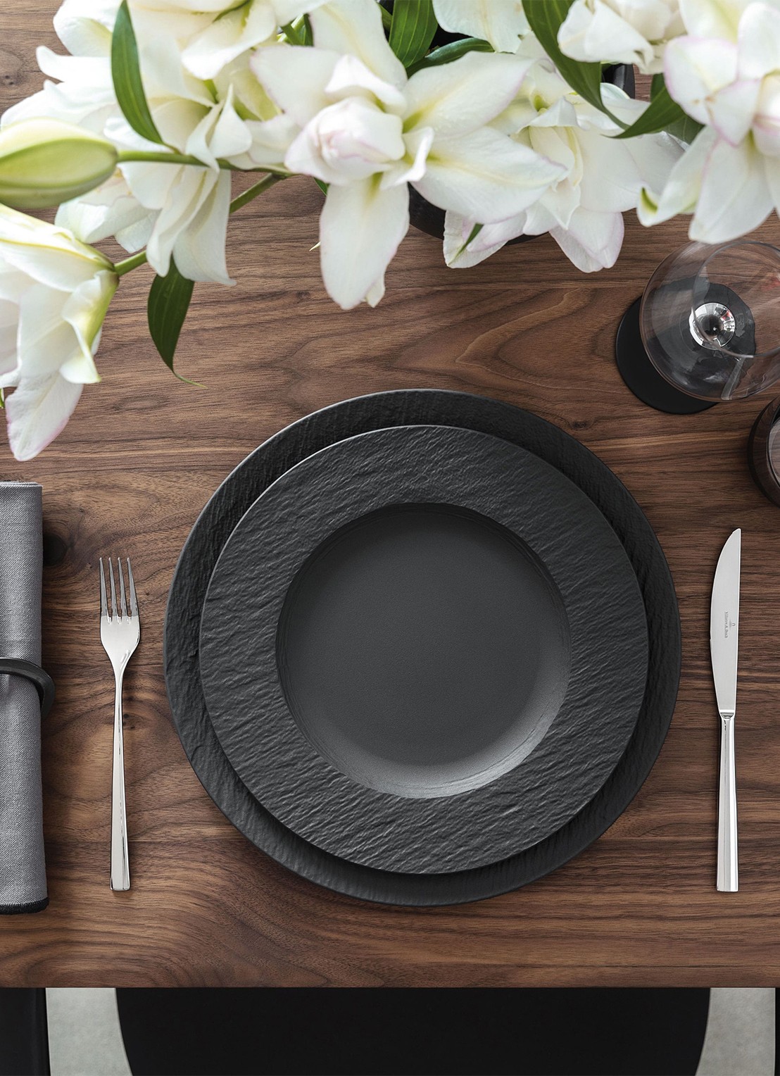 Villeroy & Boch Manufacture Rock dinerbord 27 cm - voorkant 2 donkergrijs
