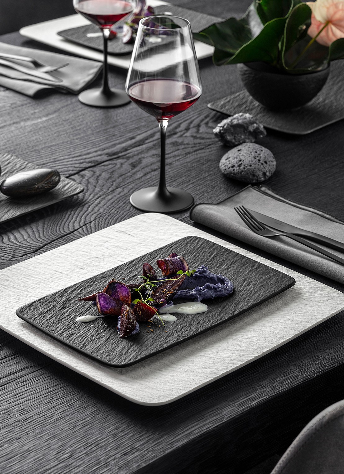 Villeroy & Boch Manufacture Rock dinerbord 28 cm - voorkant 2 antraciet