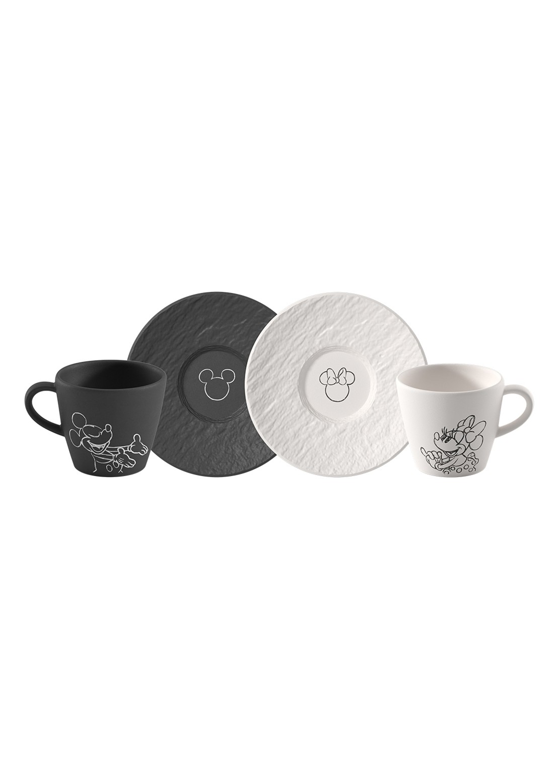 Villeroy & Boch Manufacture Rock - Mickey Mouse espressokopje met schotel 4-delig - voorkant zwart