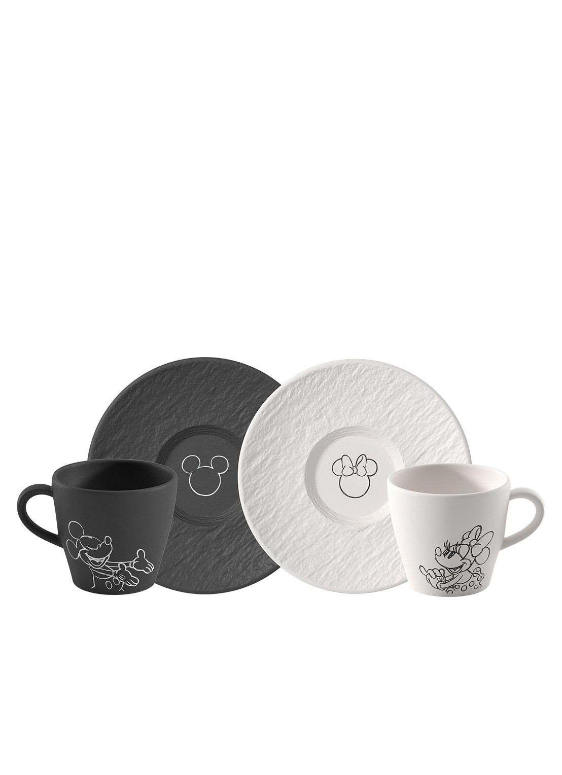 Villeroy & Boch Manufacture Rock - Mickey Mouse koffiekopje met schotel 4-delig - voorkant 2 zwart