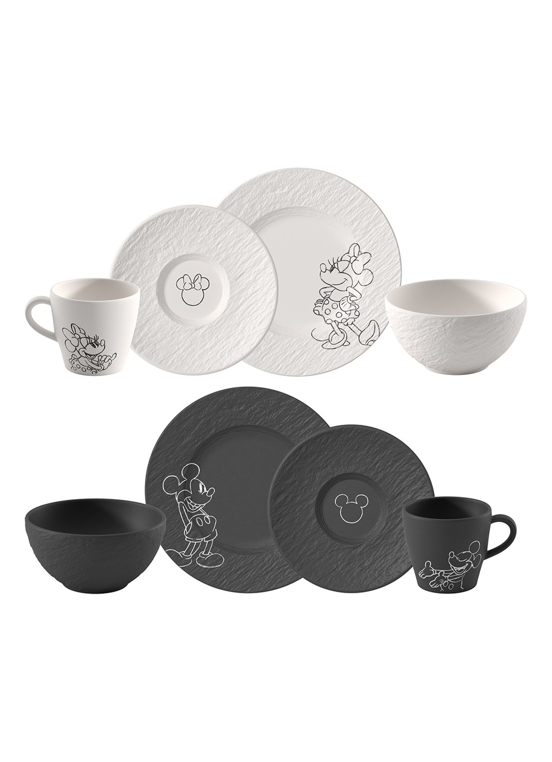 Villeroy & Boch Manufacture Rock - Mickey Mouse serviesset 8-delig - voorkant zwart
