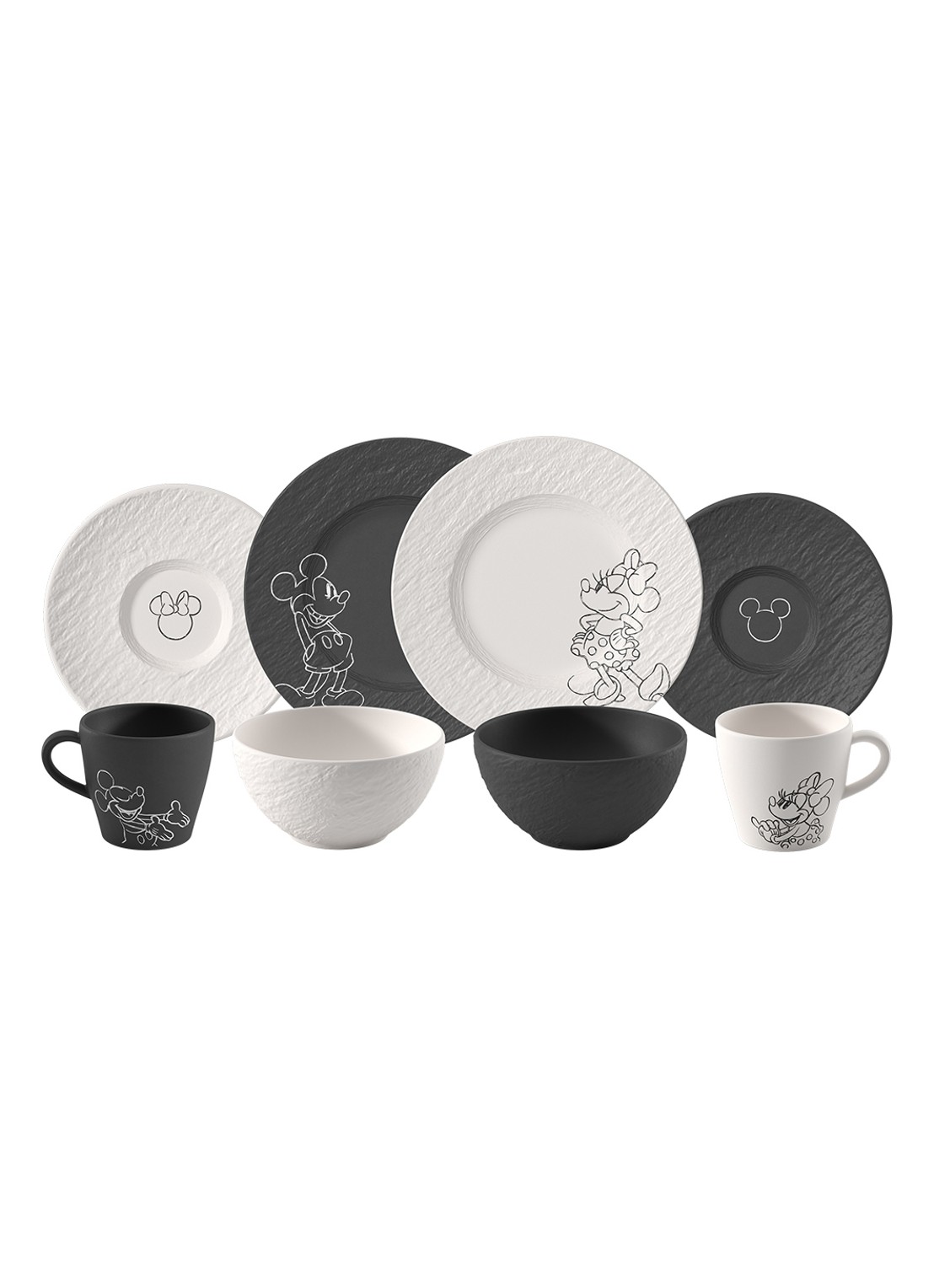 Villeroy & Boch Manufacture Rock - Mickey Mouse serviesset 8-delig - voorkant 2 zwart