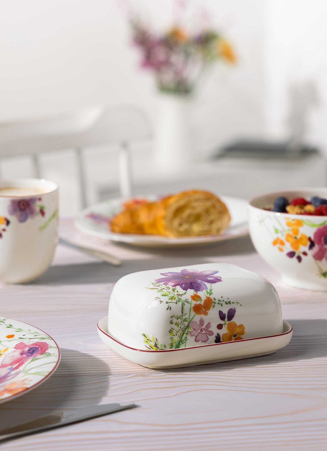 Villeroy & Boch Mariefleur botervloot 15 cm - detail gebroken wit