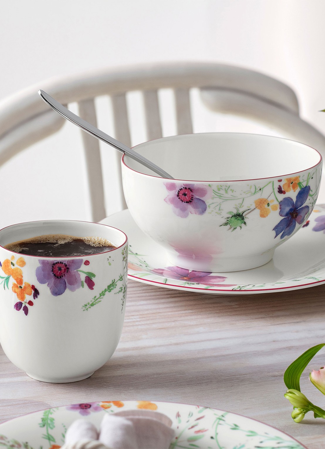 Villeroy & Boch Mariefleur ontbijtbord 21 cm - detail 4 gebroken wit