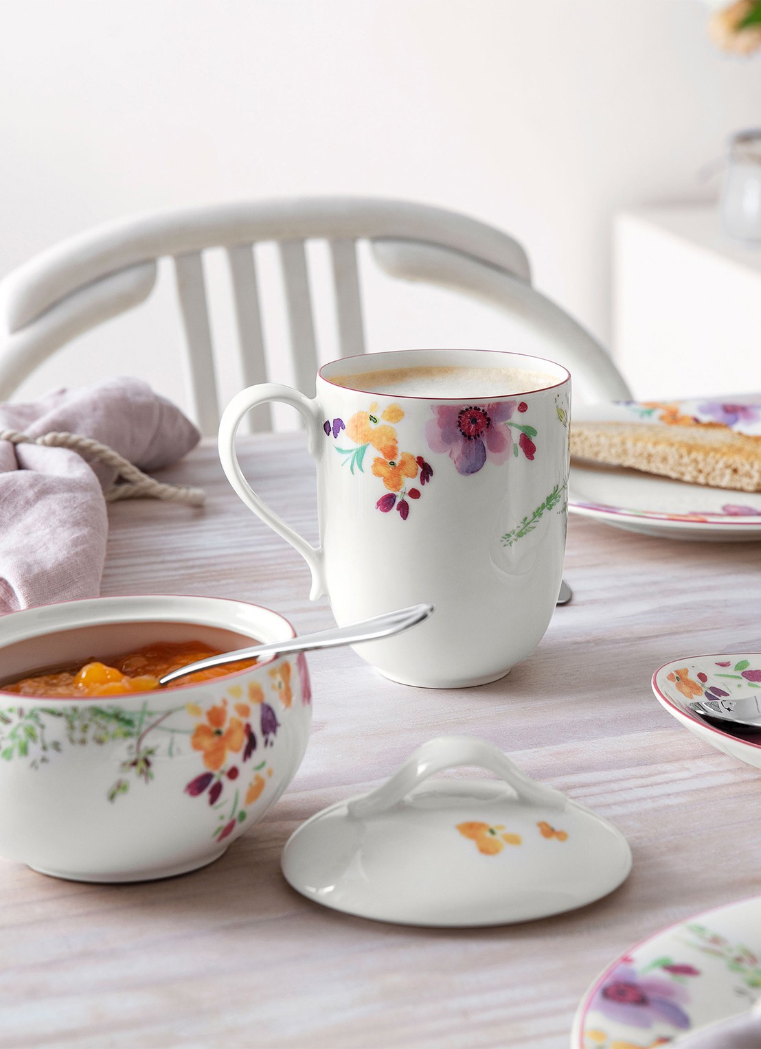 Villeroy & Boch Mariefleur suikerpot - achterkant 4 gebroken wit