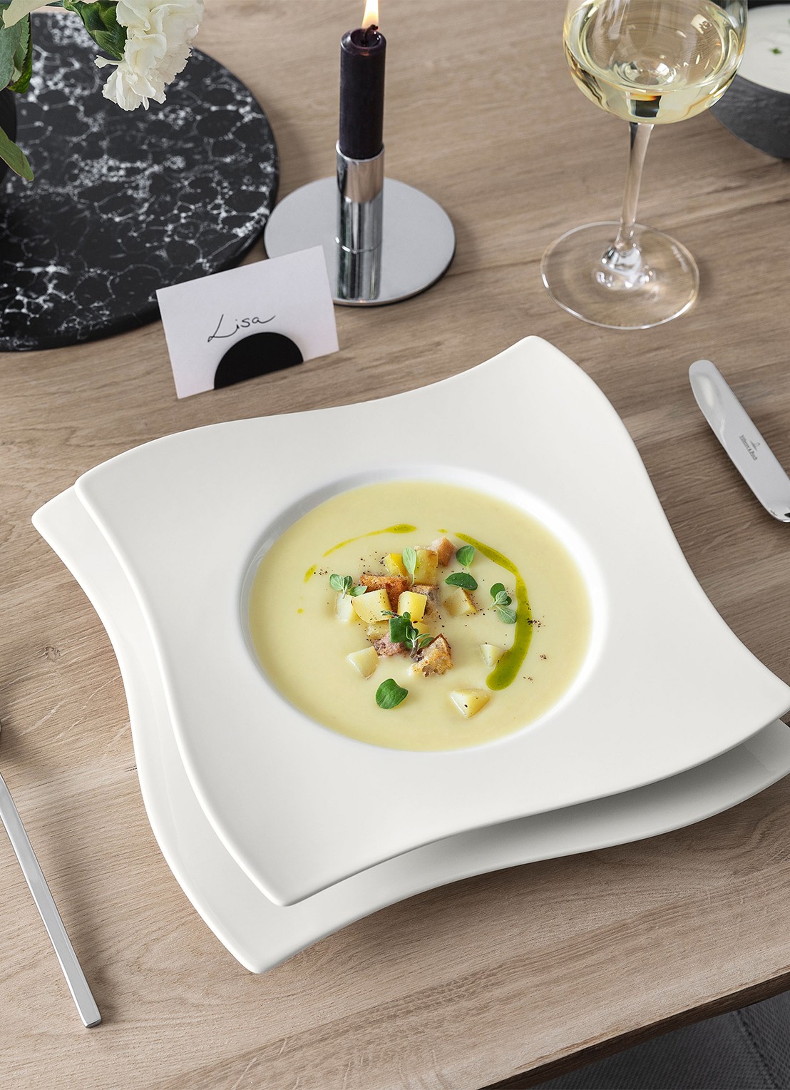 Villeroy & Boch NewWave diep bord 24 cm - achterkant 5 gebroken wit