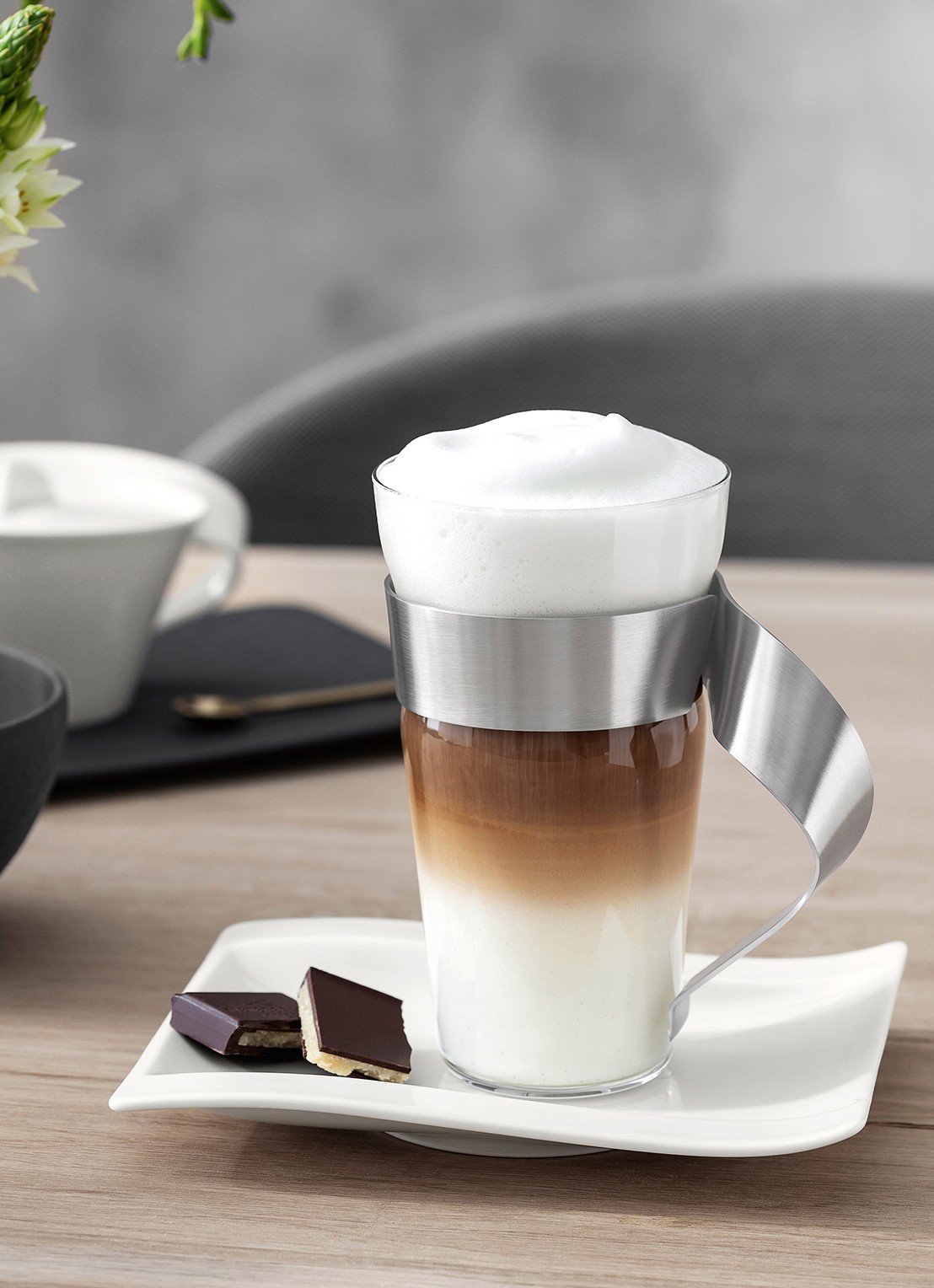 Villeroy & Boch NewWave latte macchiato glas - achterkant zilver