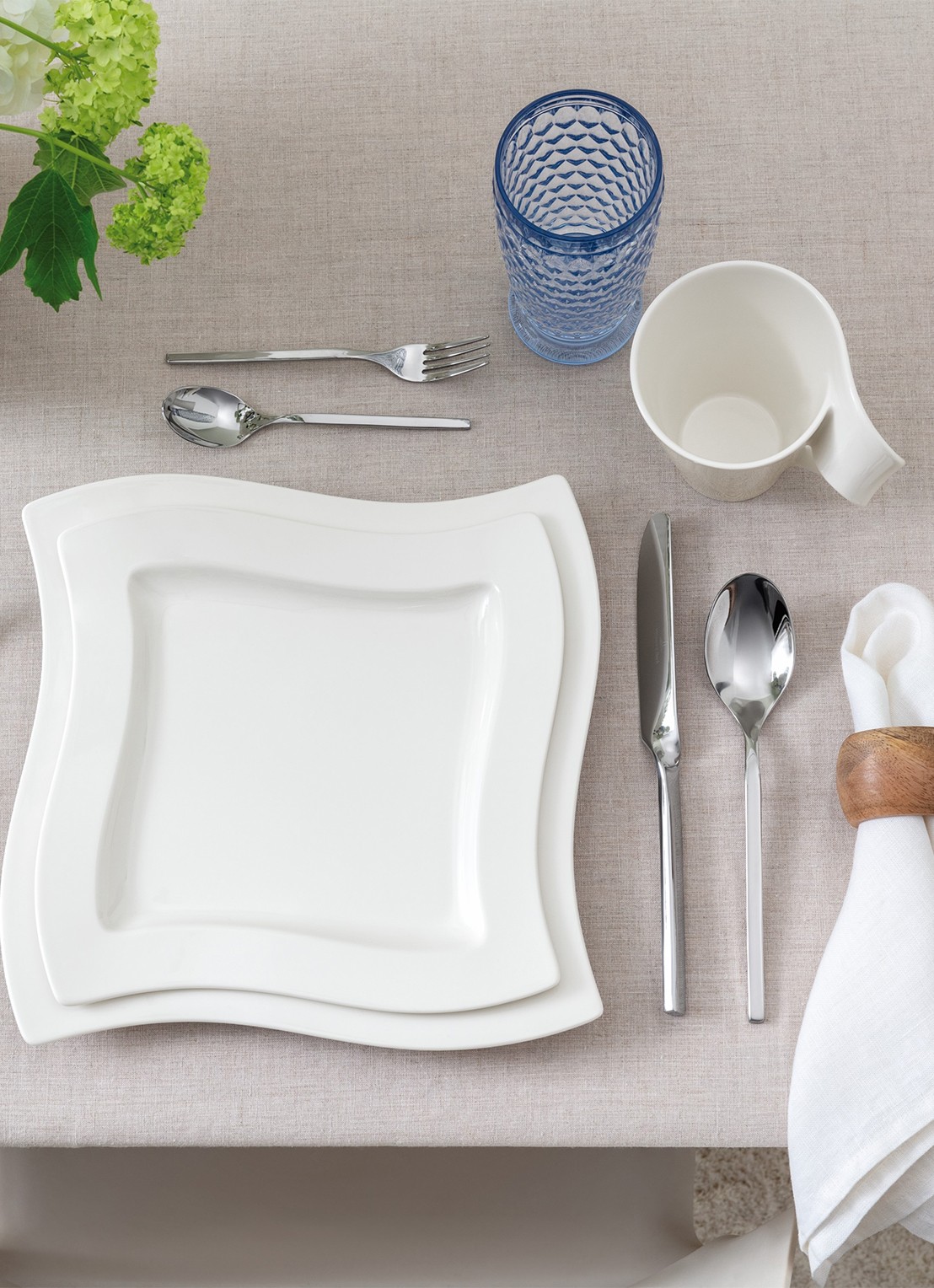 Villeroy & Boch NewWave ontbijtbord 20 cm - voorkant 3 wit
