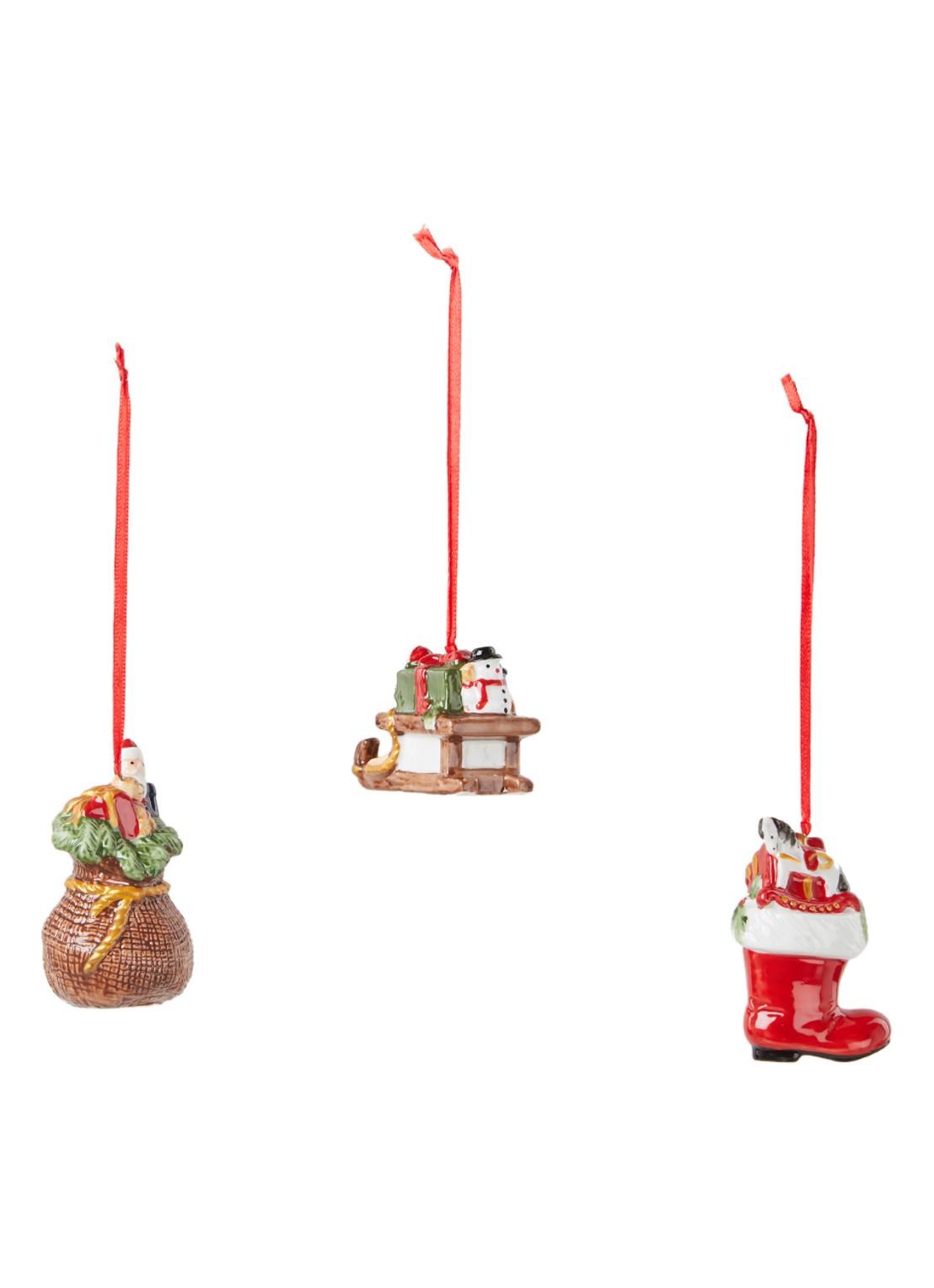 Villeroy & Boch Nostalgic kersthanger set van 3 - voorkant steenrood