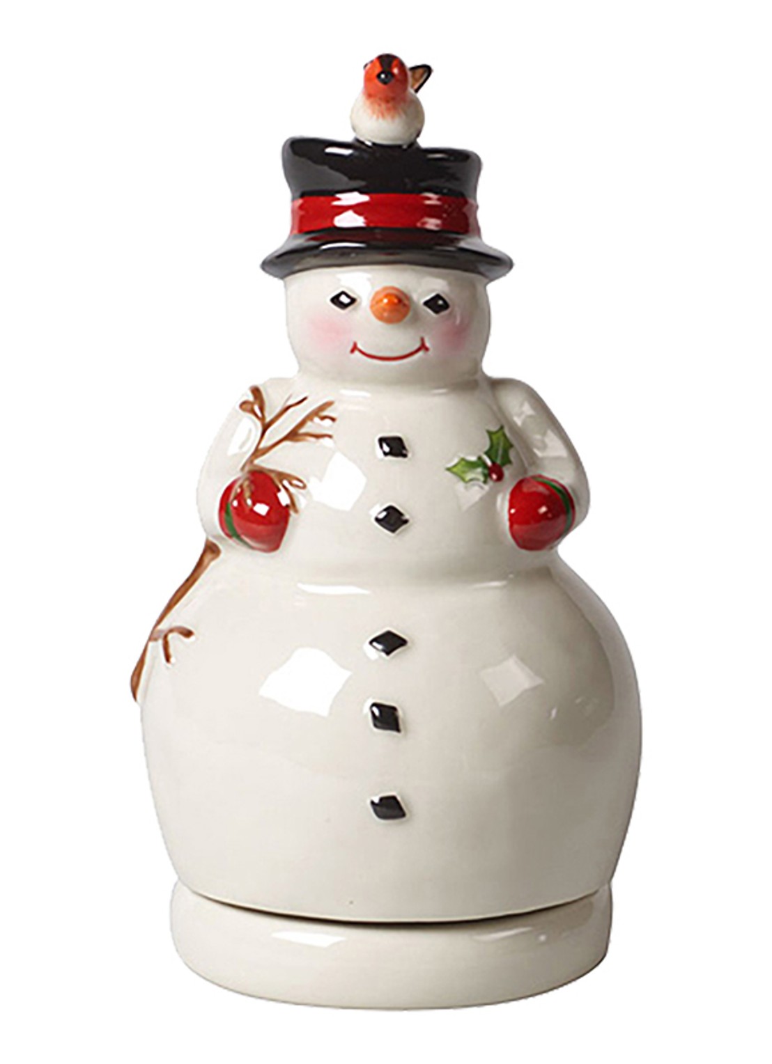 Villeroy & Boch Nostalgic Melody sneeuwpop met muziek 15 cm - voorkant gebroken wit