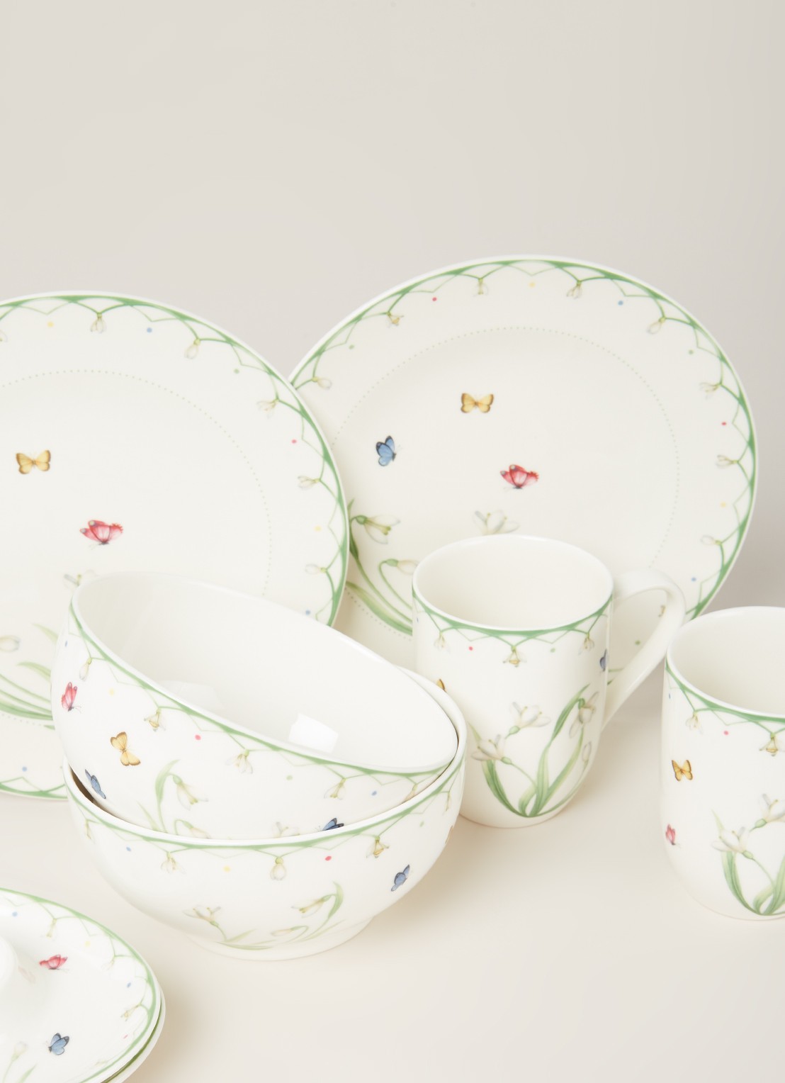 Villeroy & Boch Pasen Colourful Spring ontbijt serviesset 8-delig - detail lindegroen