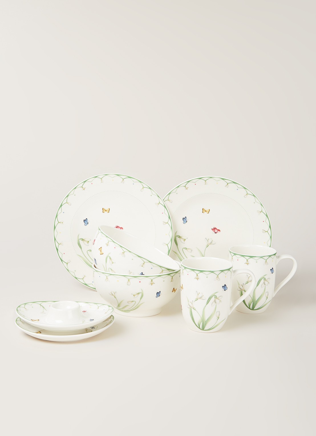 Villeroy & Boch Pasen Colourful Spring ontbijt serviesset 8-delig - voorkant 3 lindegroen