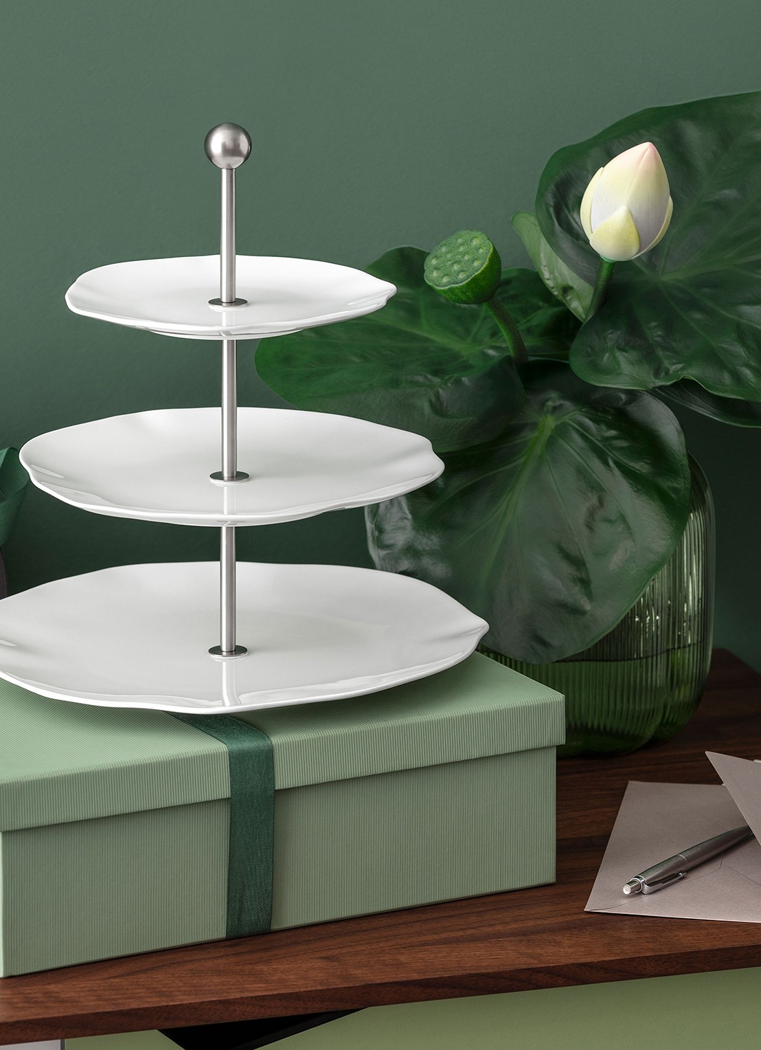 Villeroy & Boch Pura etagère 27 cm - voorkant 3 gebroken wit