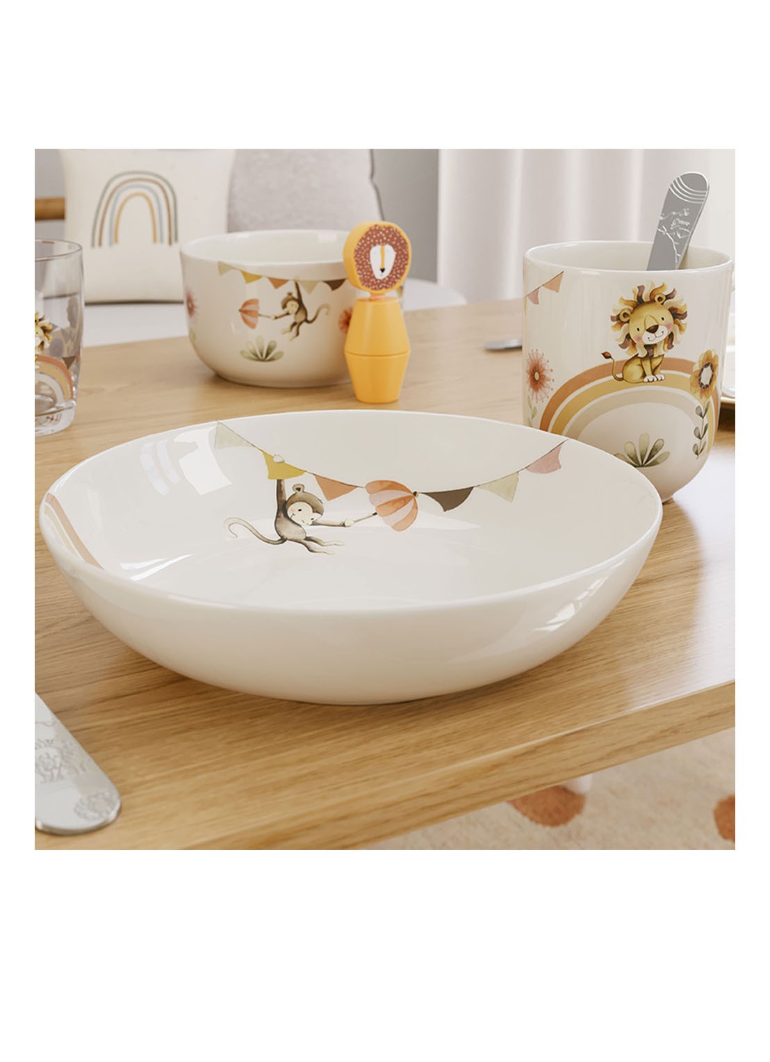 Villeroy & Boch Roar Like a Lion Diep kinderbord 18,5 cm - voorkant 3 gebroken wit