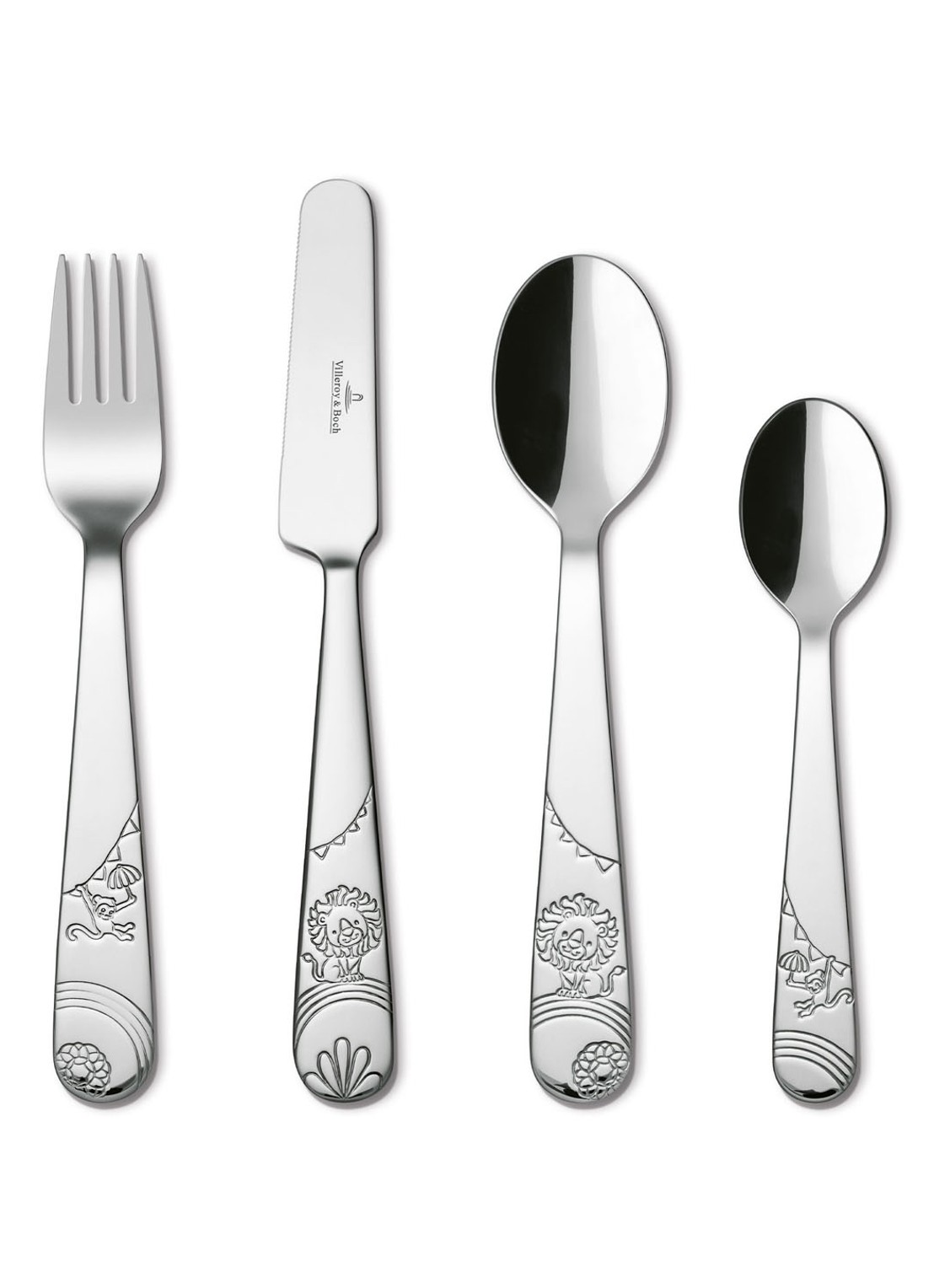 Villeroy & Boch Roar Like a Lion Kinderbestek 4-delig - voorkant zilver