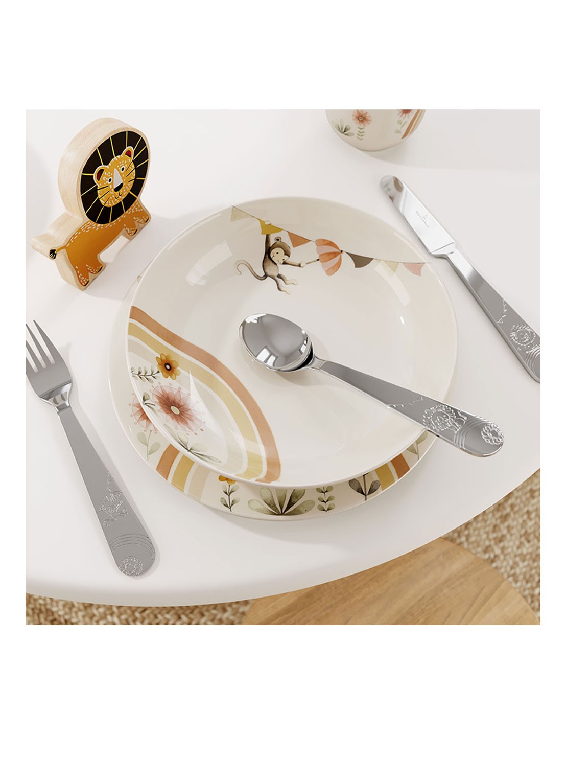 Villeroy & Boch Roar Like a Lion Kinderbestek 4-delig - voorkant 2 zilver