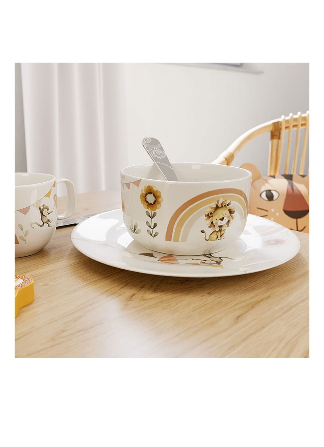 Villeroy & Boch Roar Like a Lion kinderkom 12 cm - voorkant 3 gebroken wit