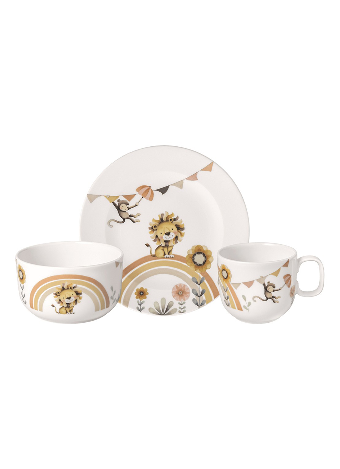 Villeroy & Boch Roar Like a Lion kinderserviesset 3-delig - voorkant 2 gebroken wit