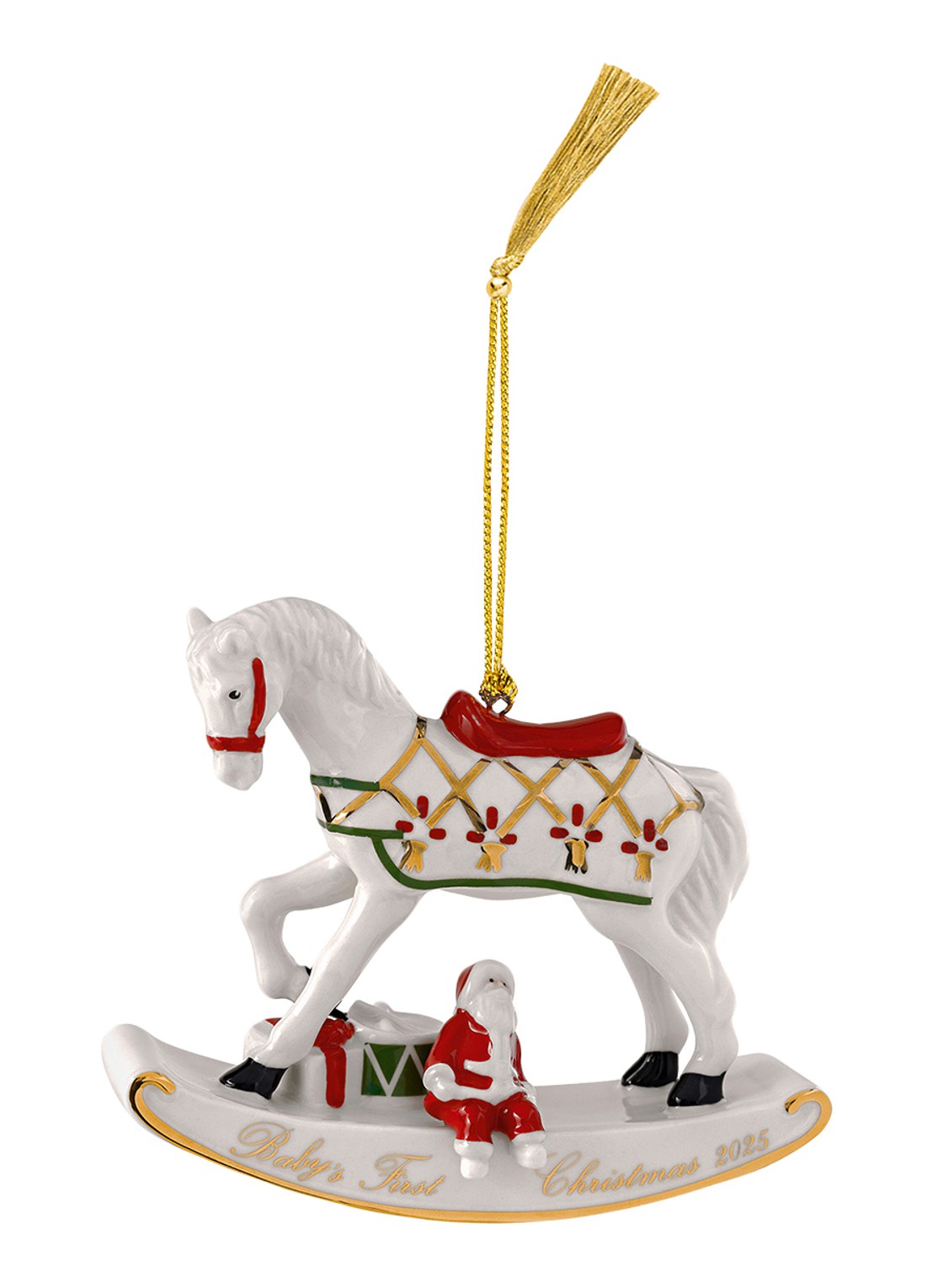Villeroy & Boch Schommelpaard 2025 kersthanger 10,9 cm - voorkant 2 gebroken wit
