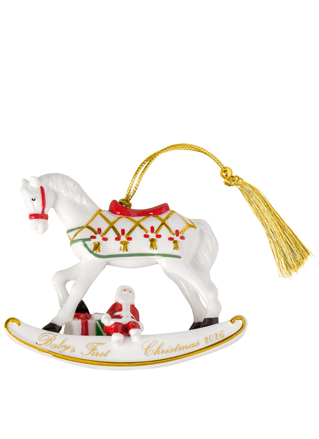 Villeroy & Boch Schommelpaard 2026 kersthanger 8,9 cm - voorkant 4 rood
