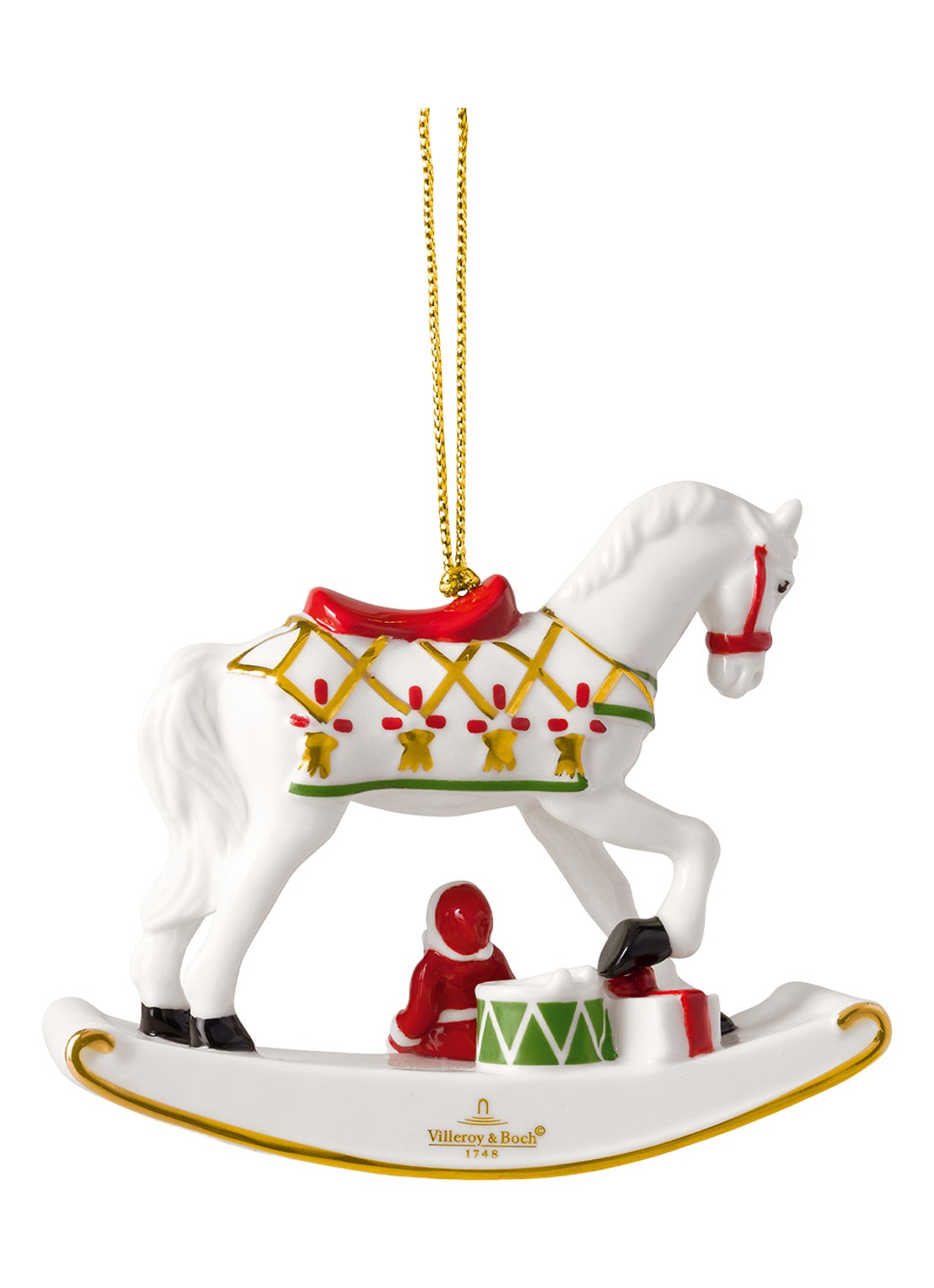 Villeroy & Boch Schommelpaard 2026 kersthanger 8,9 cm - voorkant 5 rood