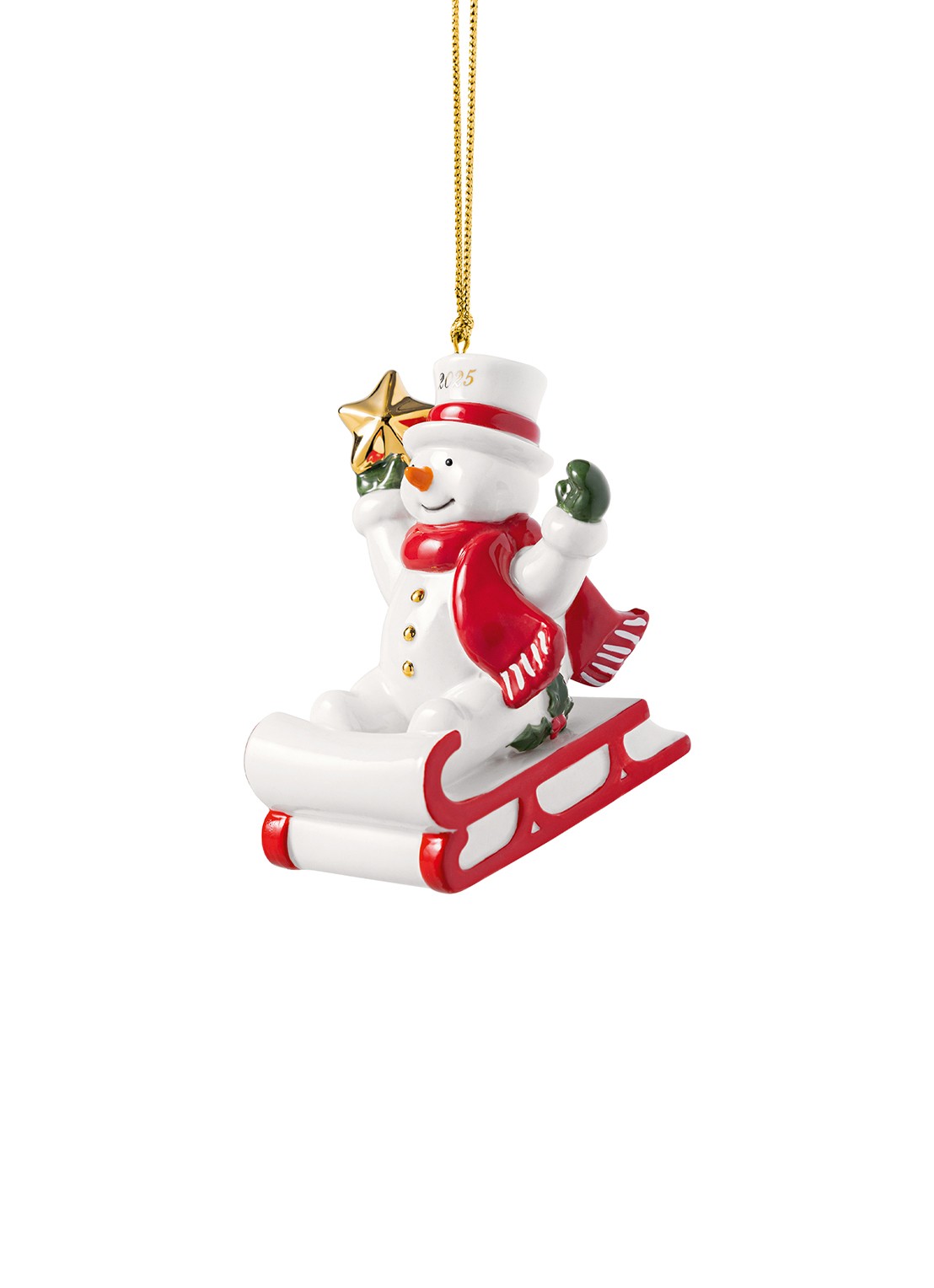 Villeroy & Boch Sneeuwpop 2025 kersthanger 7,6 cm - voorkant wit