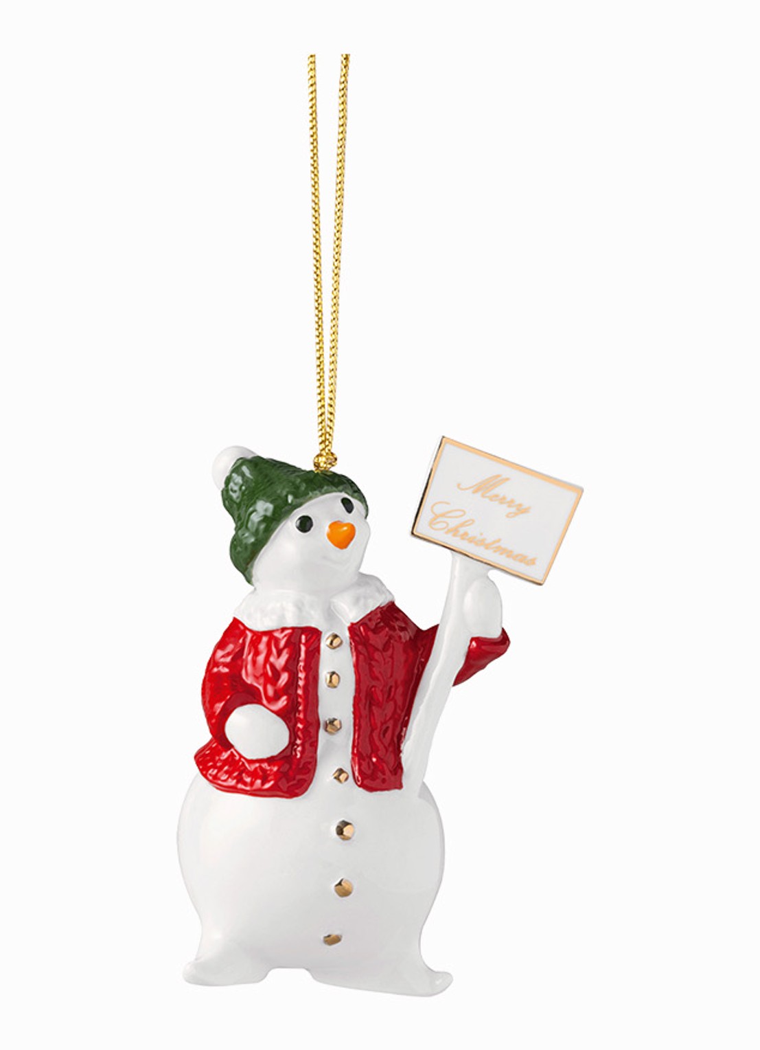 Villeroy & Boch Sneeuwpop kersthanger 9 cm - voorkant gebroken wit