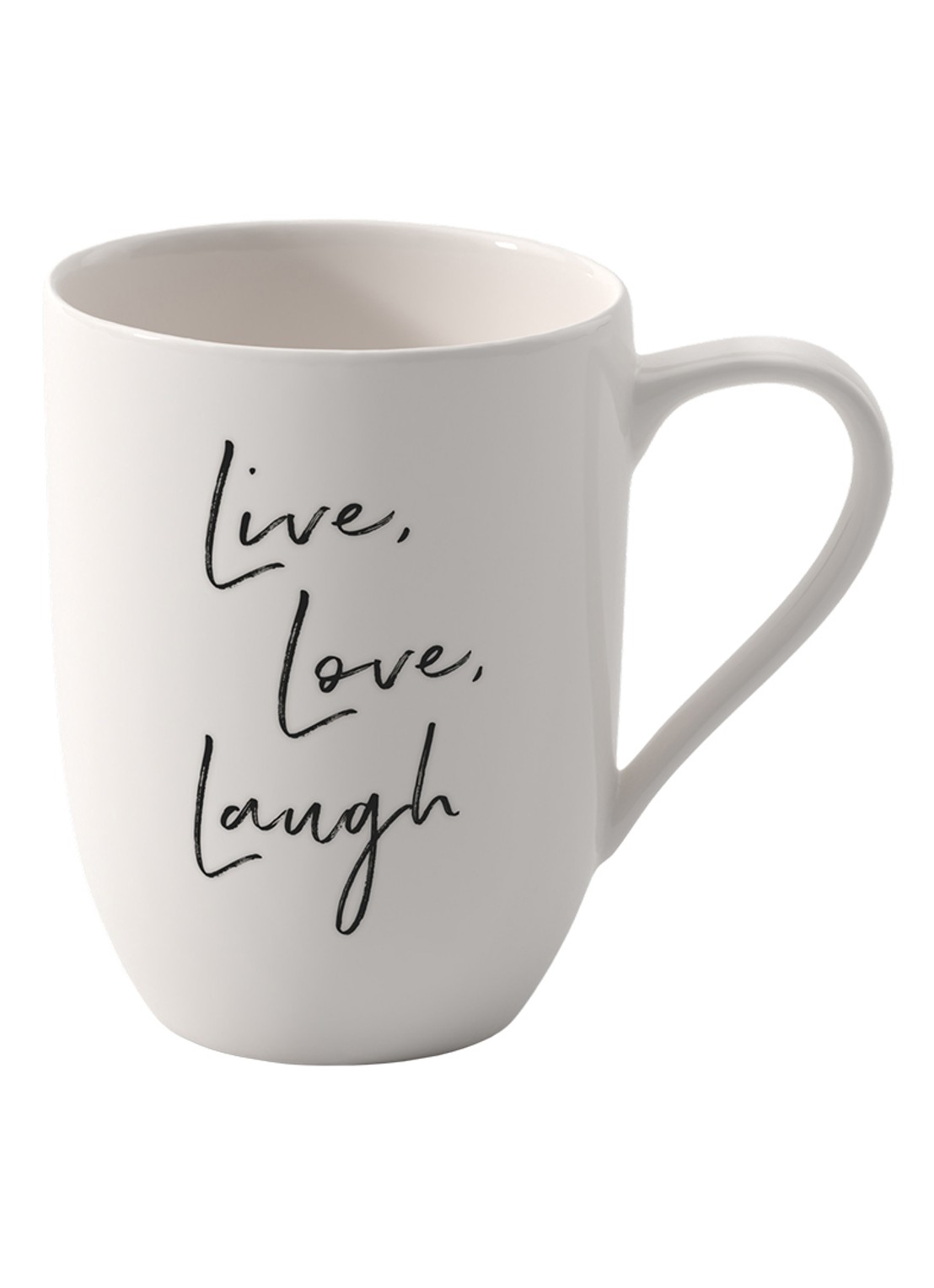Villeroy & Boch Statement Live, Love, Laugh kopje 34 cl - voorkant 2 gebroken wit