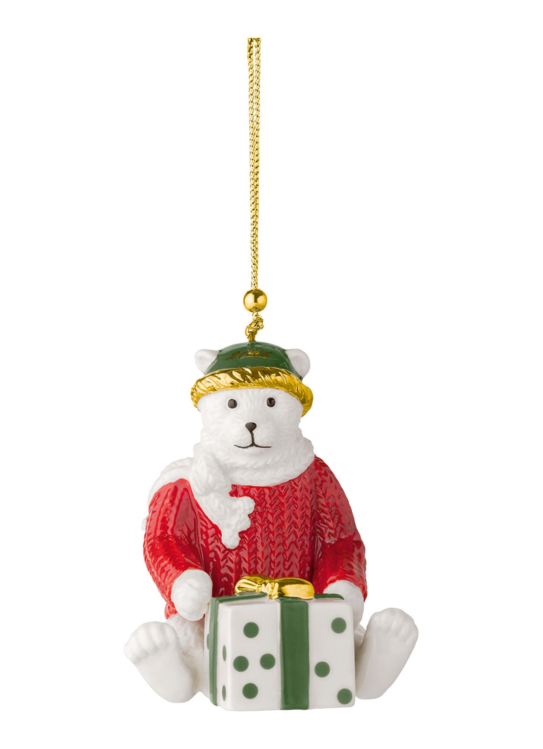 Villeroy & Boch Teddybeer 2026 kersthanger 8 cm - voorkant 3 rood