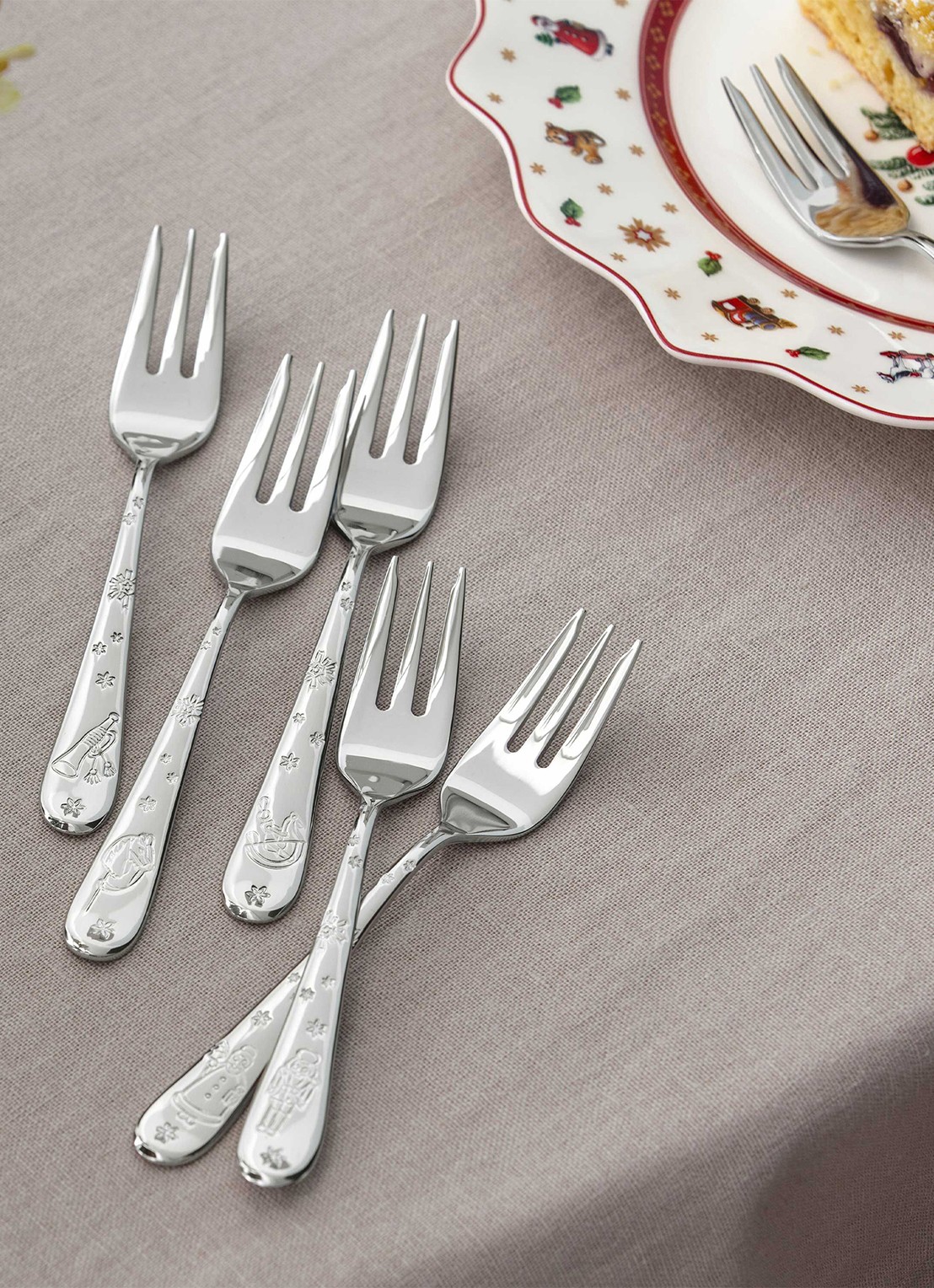 Villeroy & Boch Toy's Delight gebaksvork set van 6 - voorkant 3 zilver